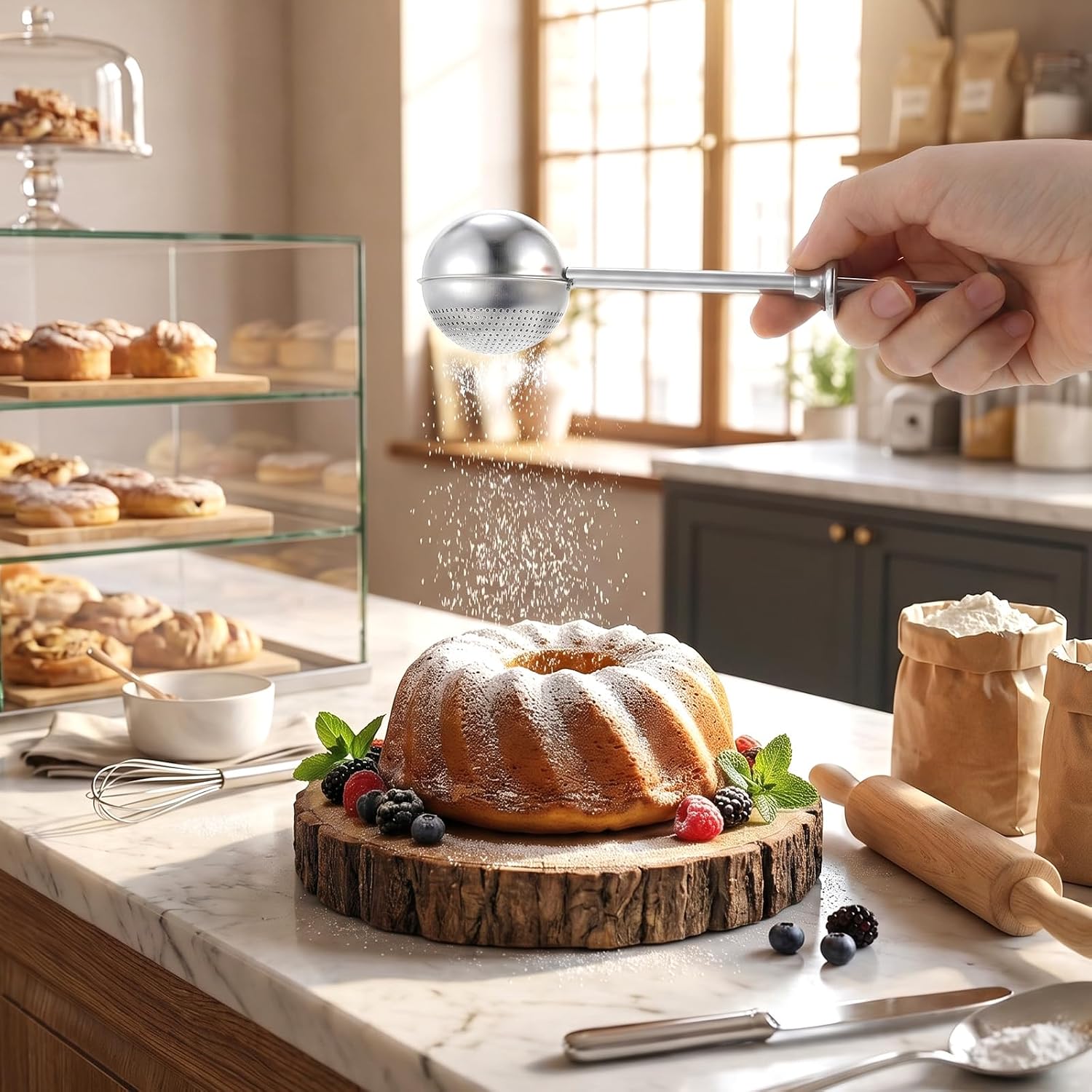2pcs Powdered Sugar Duster with Spring Handle