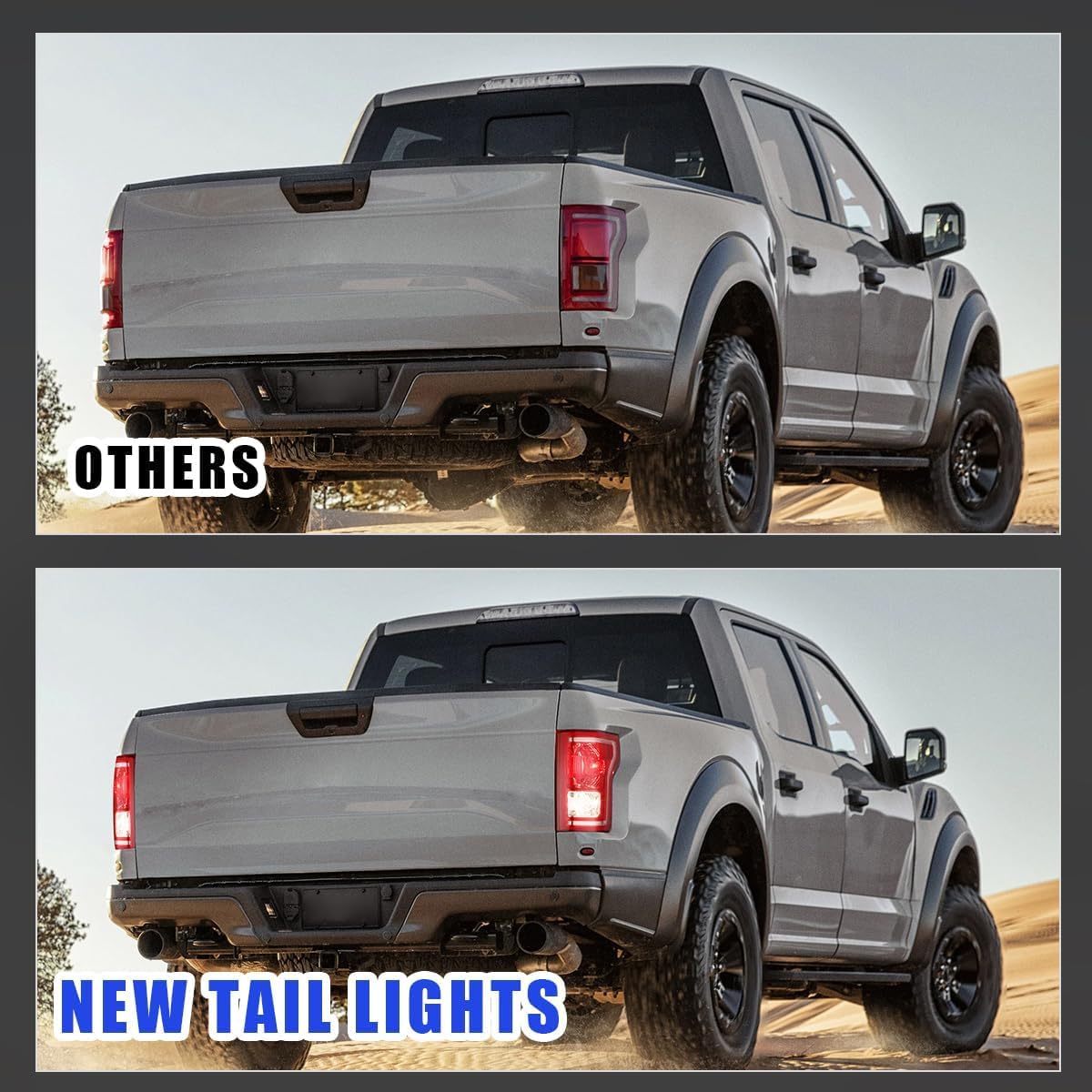 CPW Tail Lights Assembly for 2015-2017 Ford F-150, Factory OE Style Tail Lights Replacement for 15-17 F150 Pickup Truck, Red Lens, Chrome Reflector, Passenger and Driver Sides
