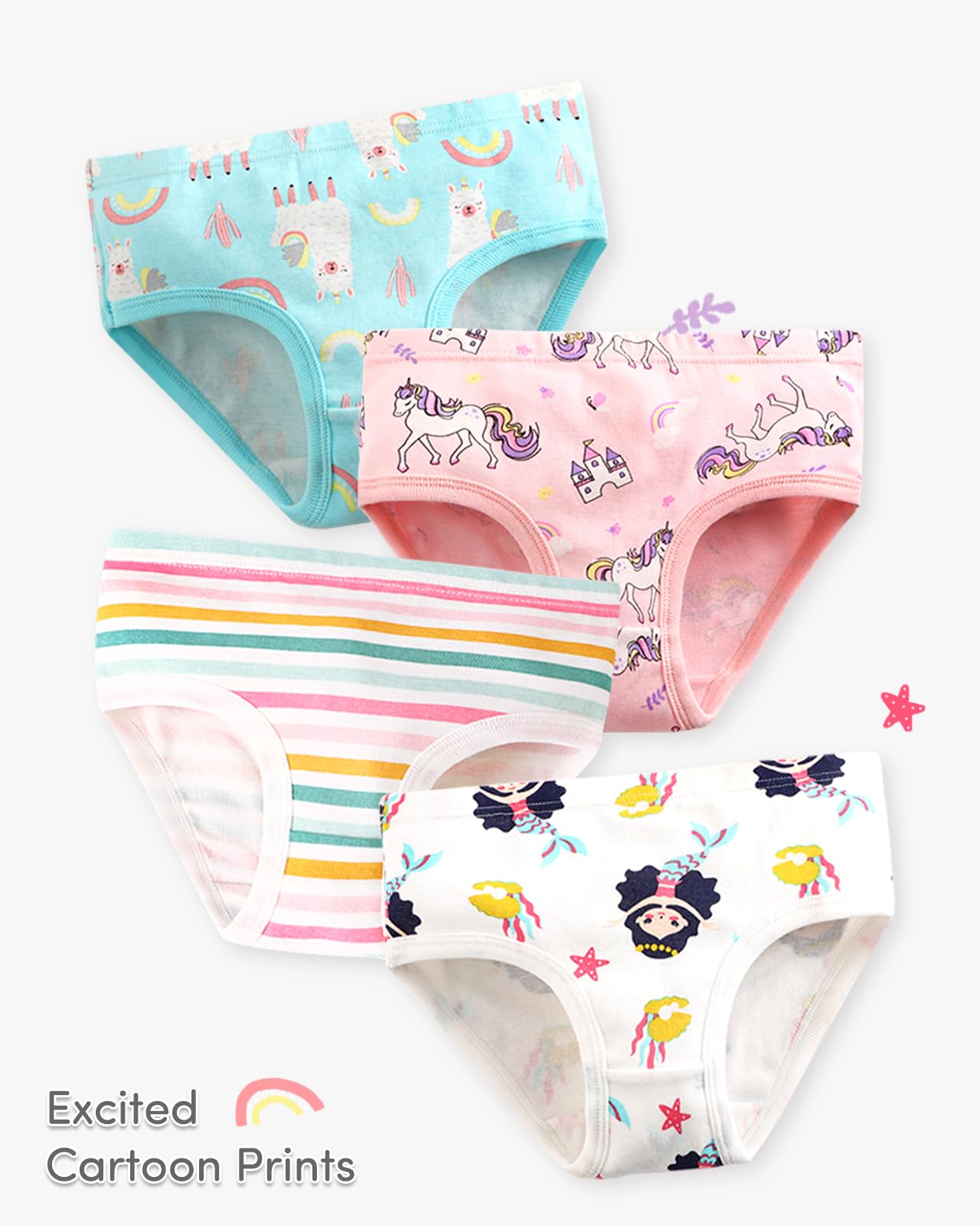 Domee Mädchen Unterhosen Unterwäsche Baumwolle Schlüpfer 12er-Pack für Kinder 92-140