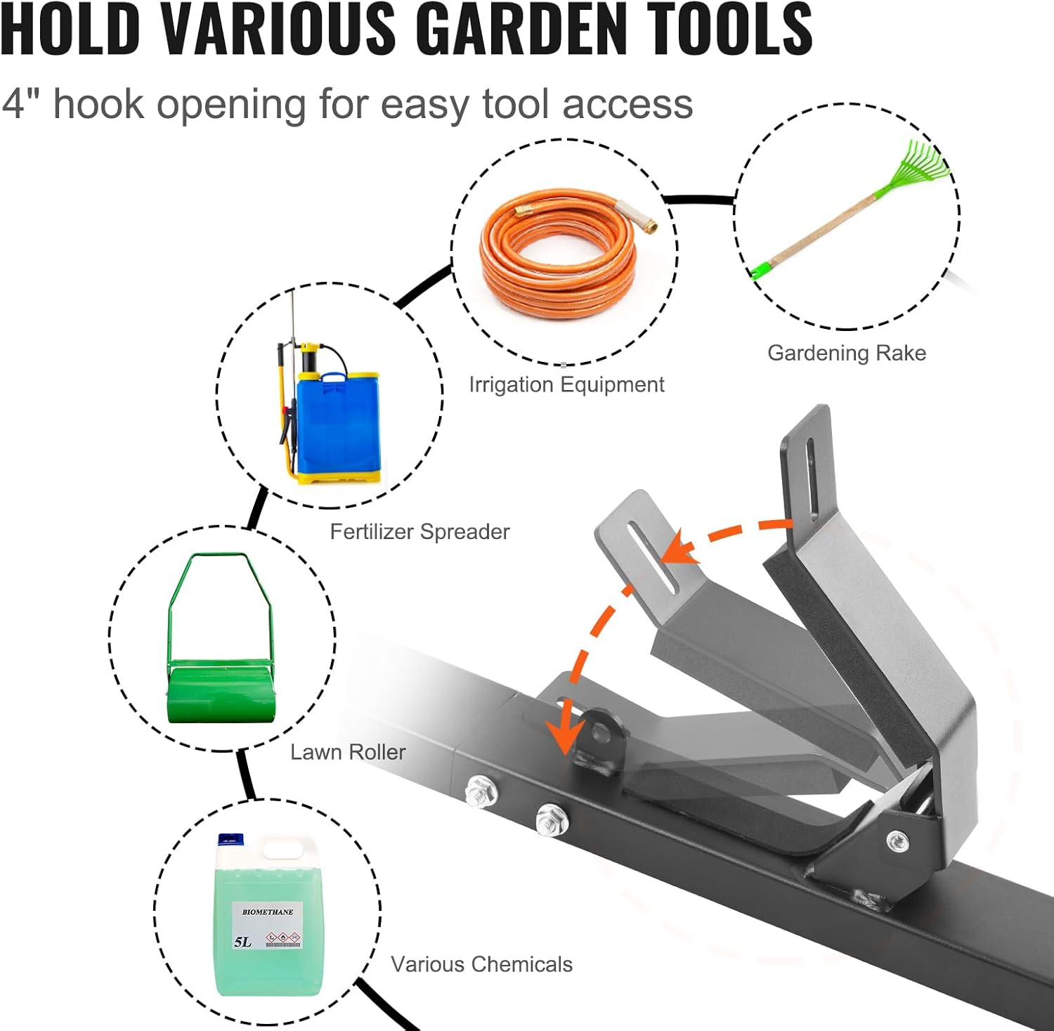 VEVOR Trimmer Rack, 3 Place Weeder Trimmer Rack, Trim Holder Trailer Rack with Zinc Alloy Password Lock, Wall-Mounted or Mount on Trailer, Pair