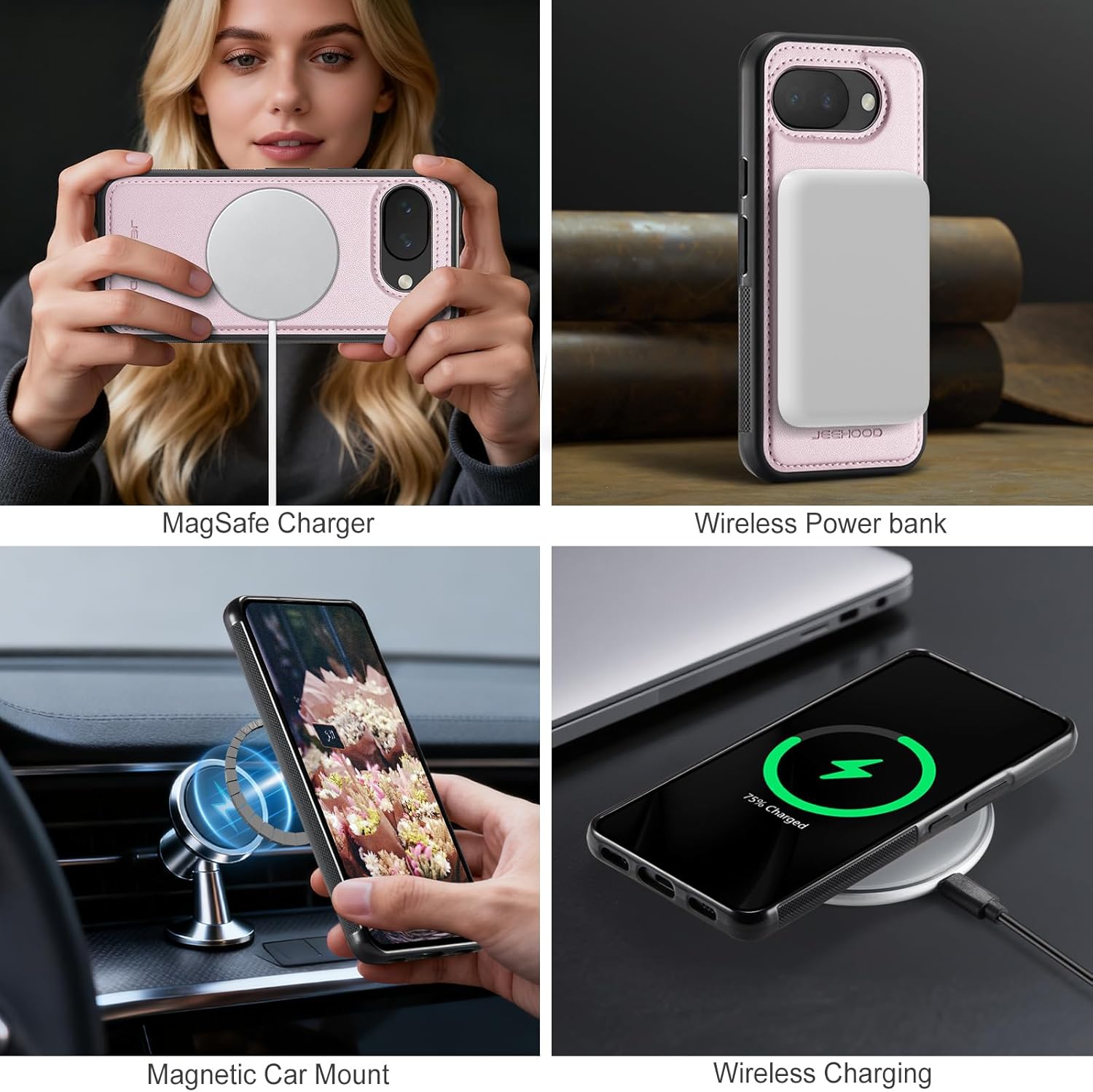 Wallet Case for Google Pixel 10a Compatible with MagSafe for Men Women, 2 in 1 Detachable Magnetic Phone Case with Card Holder Kickstand RFID Blocking for Pixel 10a (Pink)