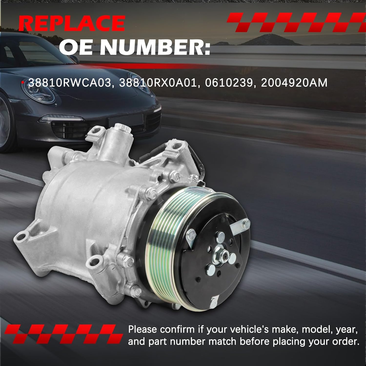 AC Compressor Compatible with 2007-2011 CRV/CR-V RDX A/C with Clutch Replacement for 38810RWCA03 38810RX0A01 0610239 2004920AM