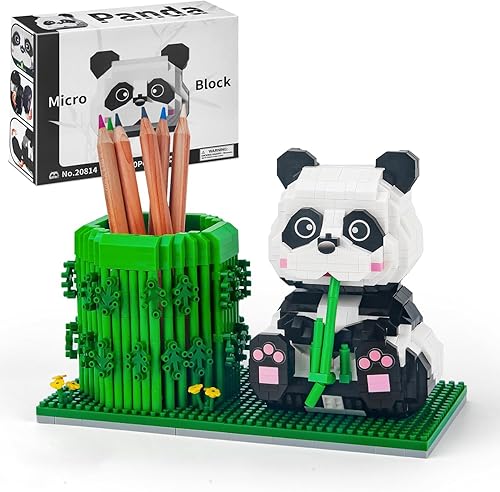 Finger Rock Juego de construcción de animales de panda, lindo soporte para bolígrafo de panda, kit de manualidades para manualidades, juego de