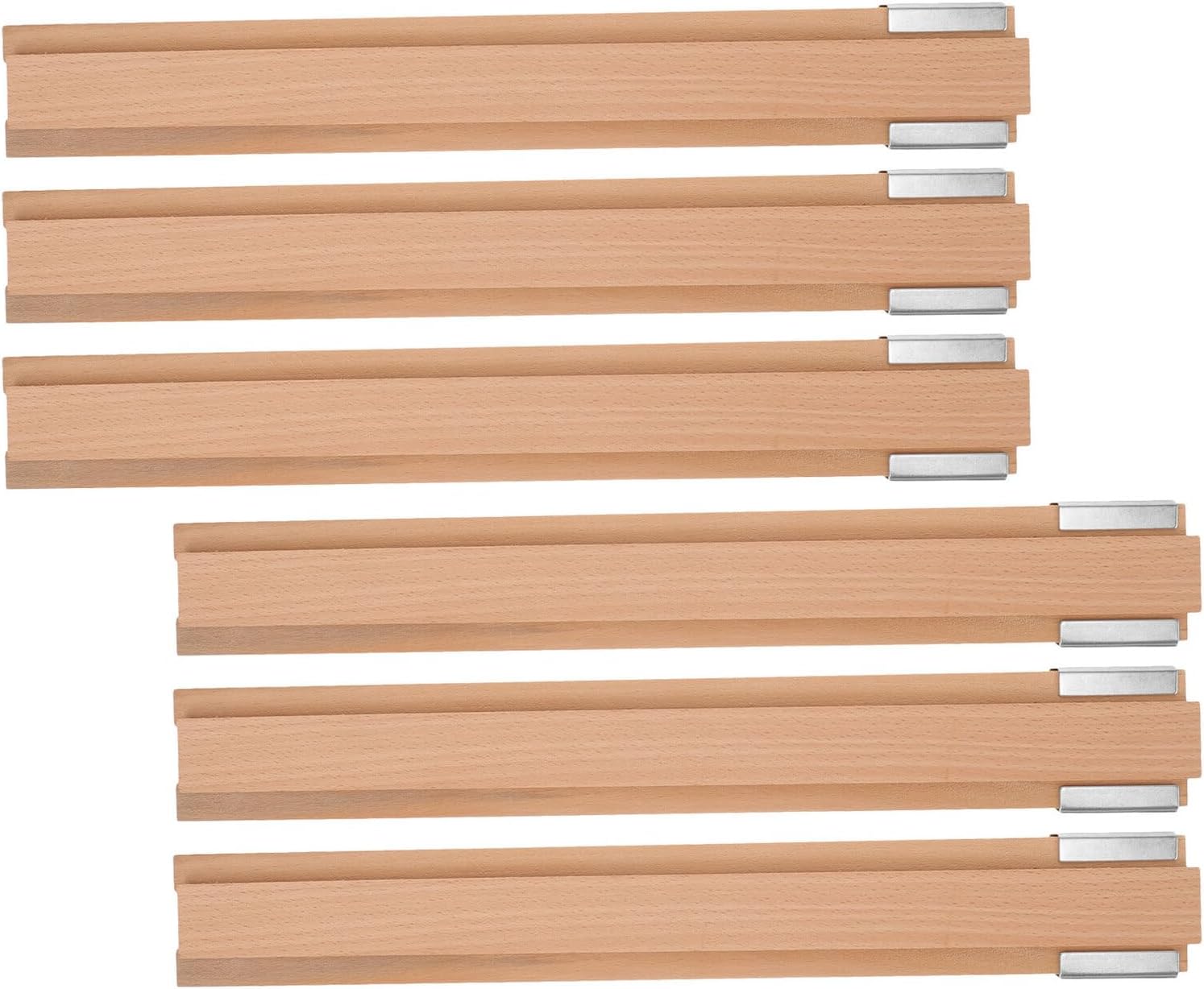 Baluue 6 Sets 350mm Solid Wood Drawer Guide Rails with Metal Track Glides Replacement Hardware for Cabinets Dressers and Kitchen Furniture