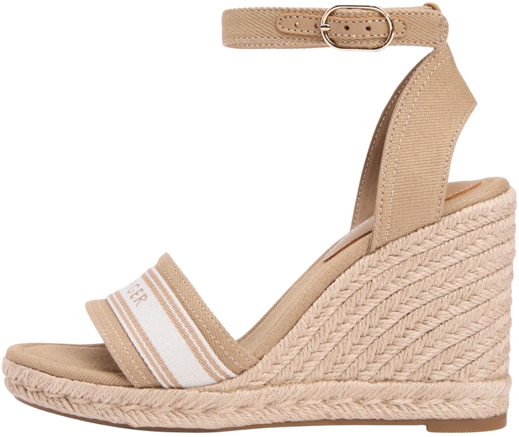 Tommy Hilfiger Women's High Wedge Espad Webbing FW0FW09342 Wedge Espadrilles, KHAKI (Safari Canvas), 2.5