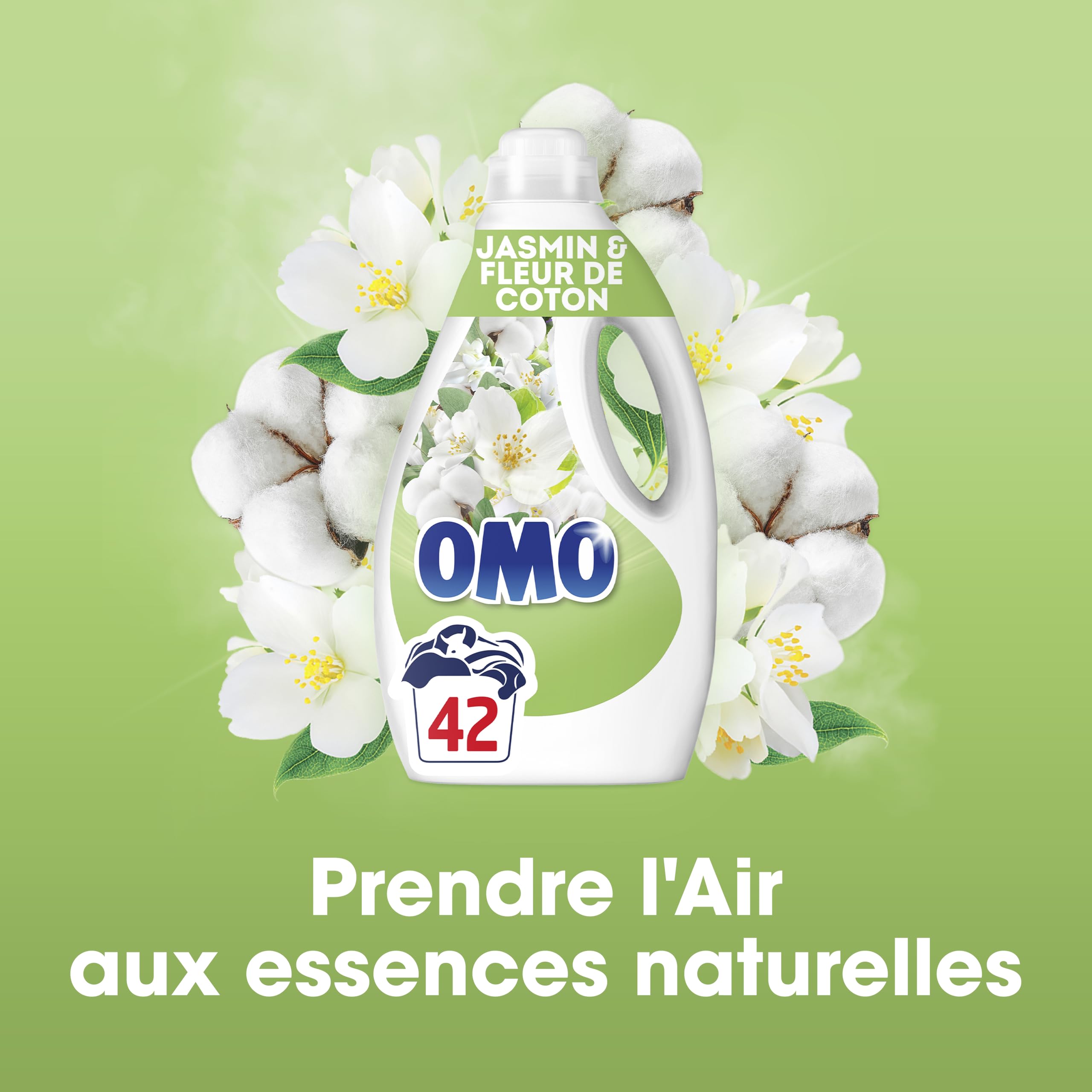 OMO - Lessive liquide Prendre l'air - 210 lavages - Jasmin et Fleurs de Coton - propreté éclatante & parfum longue durée aux essences naturelles (lot de 5x42)