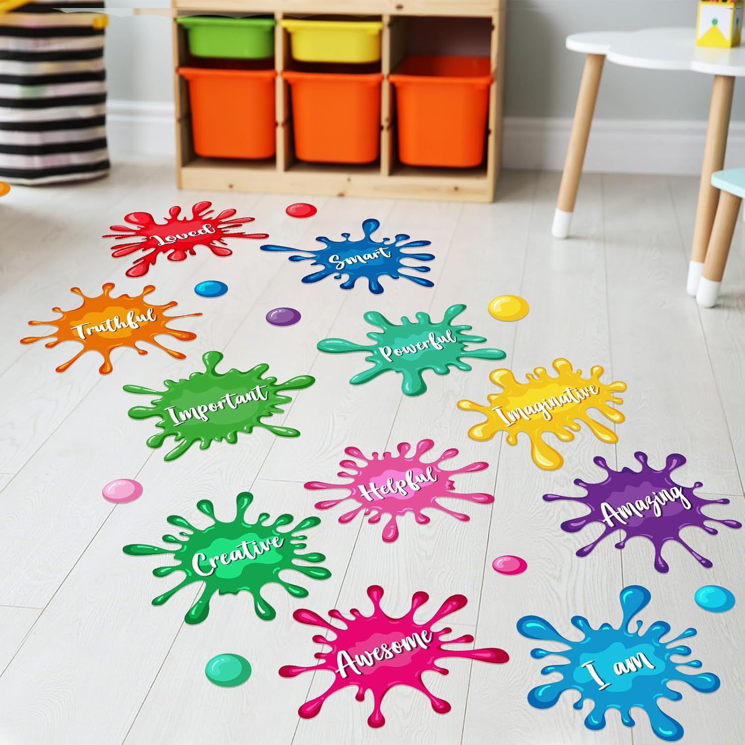 Funrous 20 Pcs Inspirational Quotes Floor Decals Watercolor Motivational Hopscotch Game Floor Stickers Colorful Inspirational Positive Sayings Wall Decals for Classroom School Nursery Playroom Decor