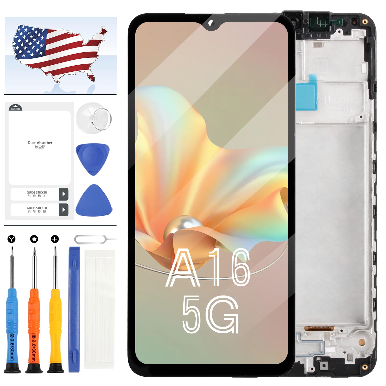 A-MIND Incell Screen Replacement for Samsung Galaxy A16 5G SM-A166B SM-A166P SM-A166E LCD Display Touch Screen Digitizer Assembly Repair Kit - Black