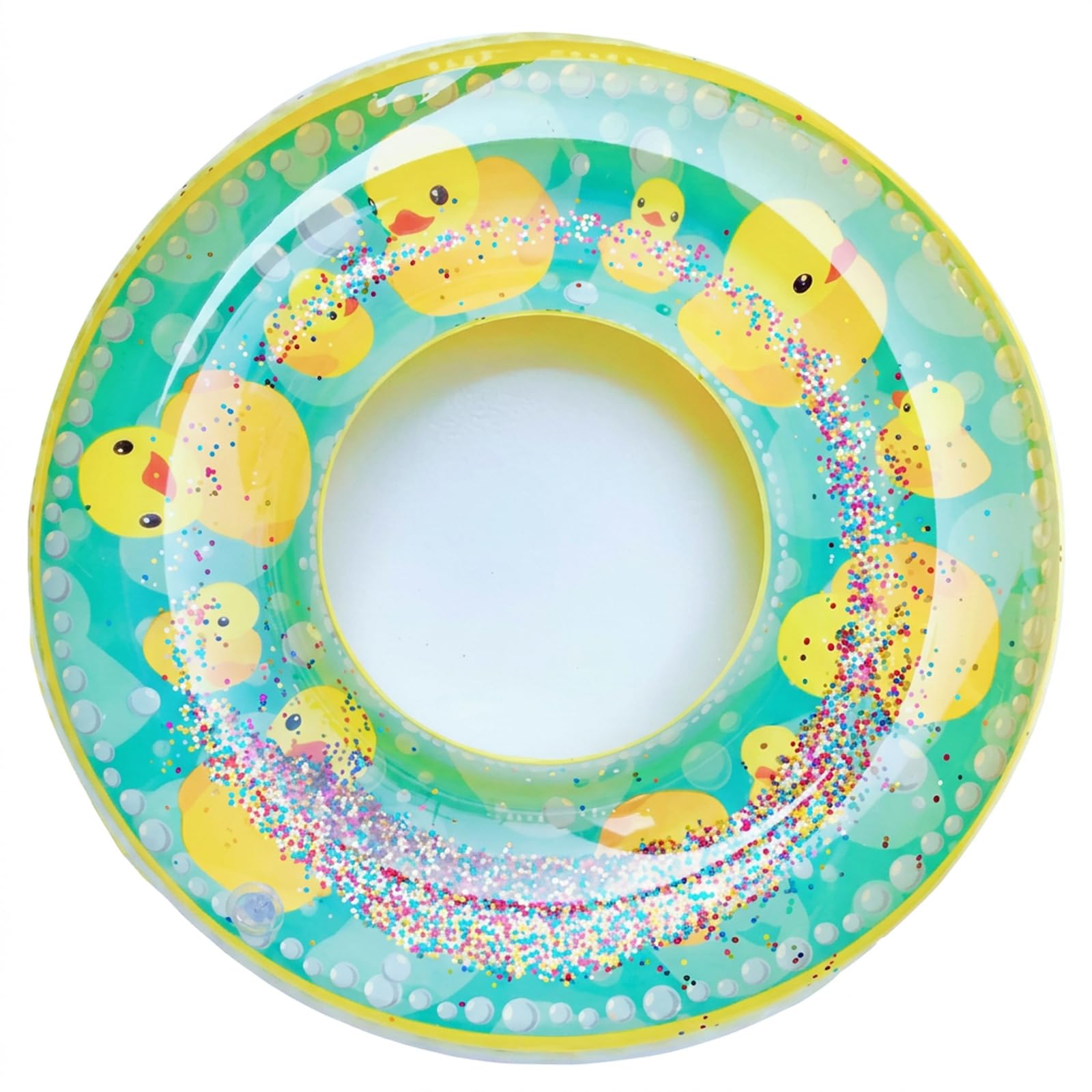 Pool Ring for Kids, Durable Rubber Rings for Kids with Yellow Duck Pattern, Inflatable Ring Summer Float, Outer Diameter 55cm, Anti-Leak Safe for Pool & Beach, for Toddlers Ages 3-8