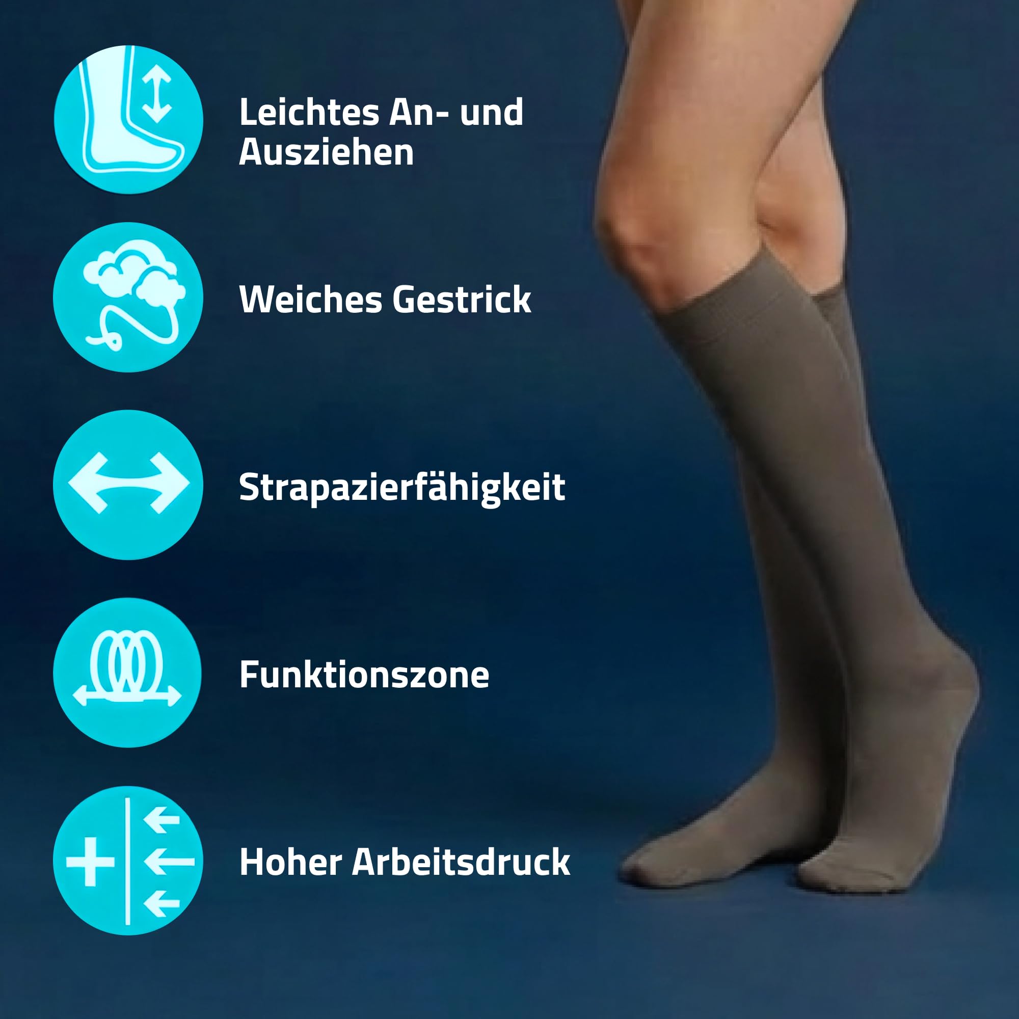 Juzo Soft AD medizinische Kompressionsstrümpfe mit Fußspitze – Seeger Edition, Wadenstrümpfe Kompressionsklasse 2 für Damen & Herren