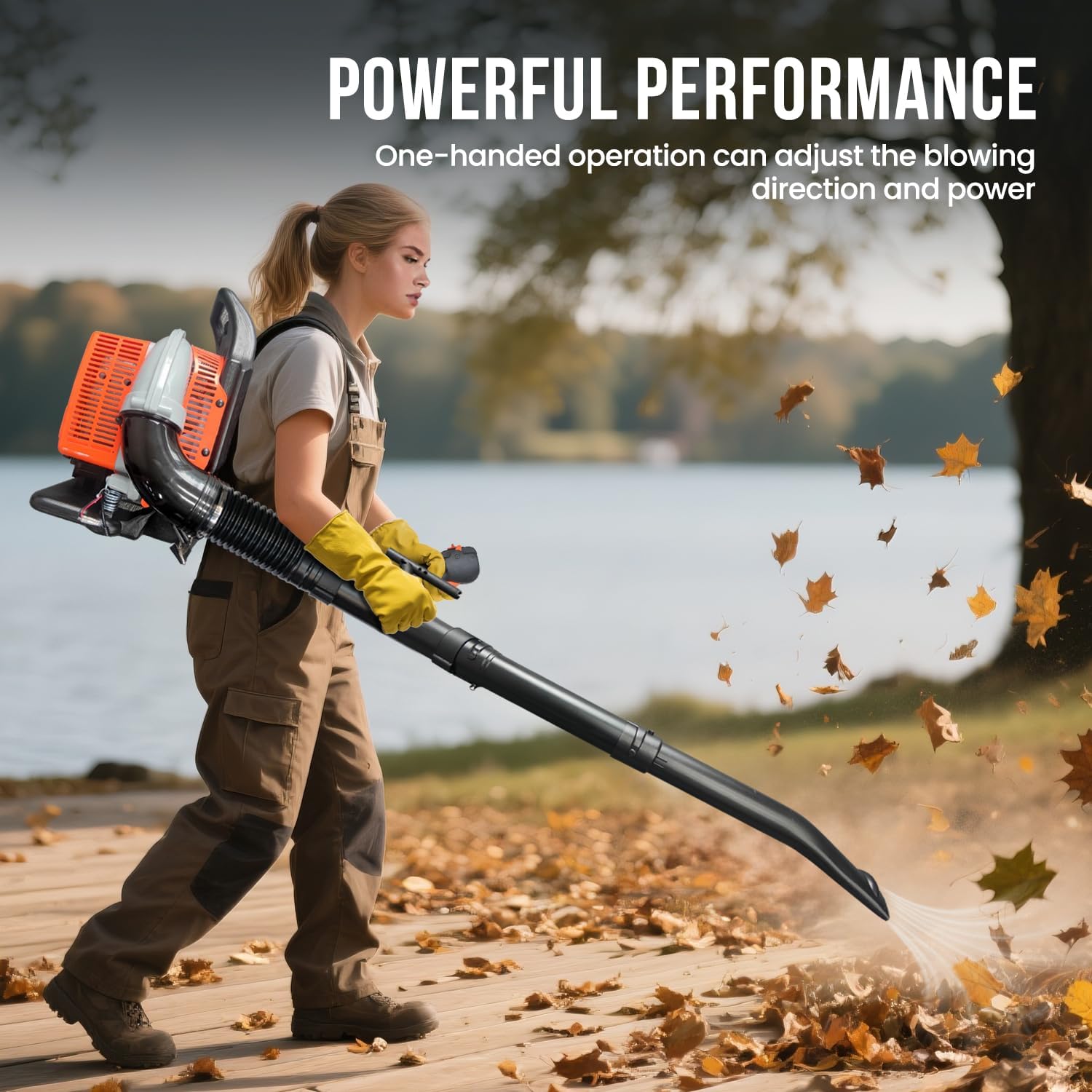 63CC Gas Leaf Blower, 3.2HP Backpack Blower with 660 CFM Air Volume and 200 MPH Wind Speed, Powerful 2-Stroke Engine for Heavy-Duty Lawn, Yard, and Parking Lot Cleanup - Image 4