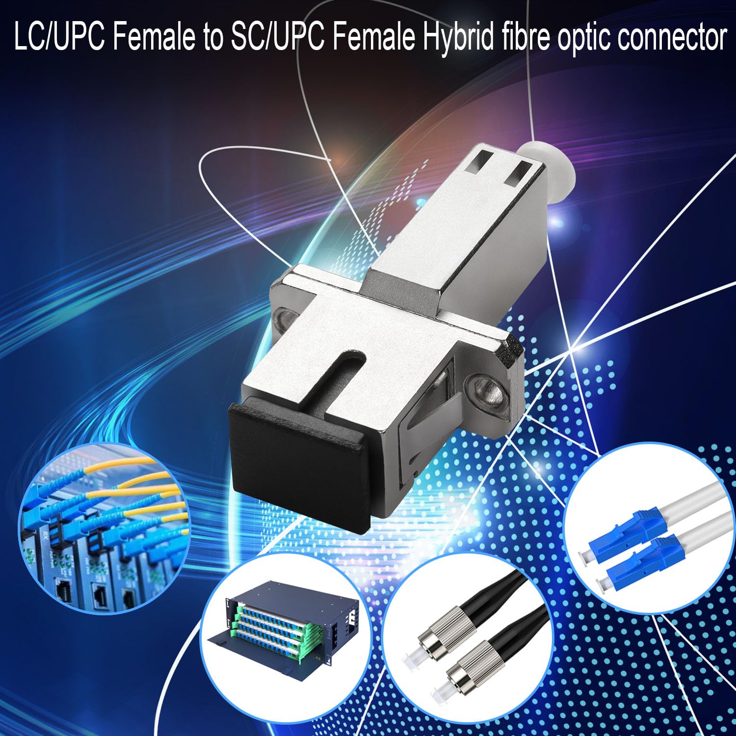 QIANRENON LC żeński do SC żeński adapter z włókna hybrydowego SM 9/125μm LC/UPC do SC/UPC z włókna optycznego Simplex złącze gniazda, do FTTH konwersja LC-SC kabel krosowy