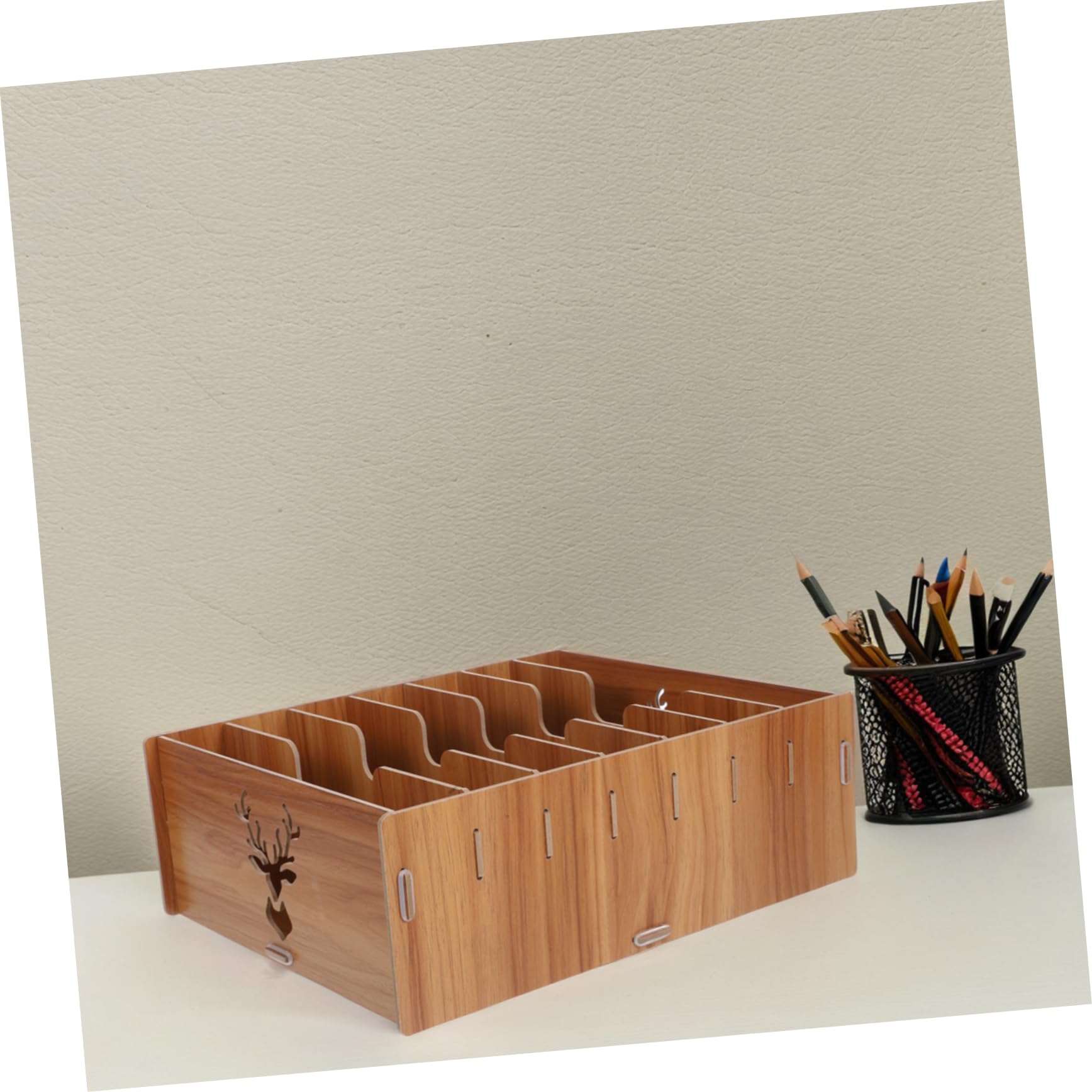 VILLCASE Organizador de Escritorio de Madera Marrón Compartimentos