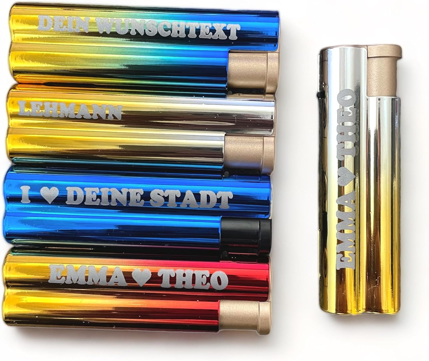 Clearfee Jet Flamme Sturmfeuerzeug | Windfest, Witterungsfest | Nachfüllbar | Elegant Gold Metallic Farben | Elektronik Jet Turbo Flamme Feuerzeug (mit Personalisierung, 25)