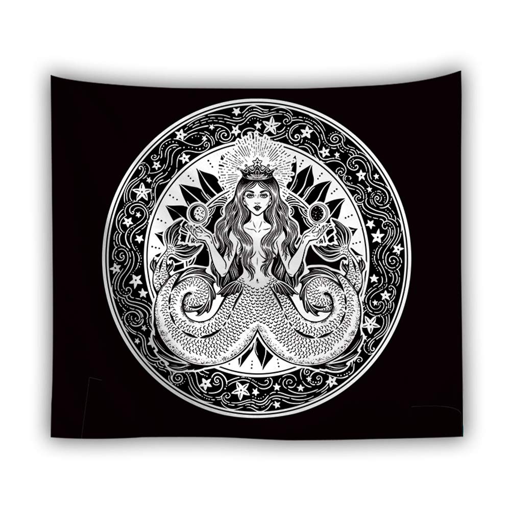 D C.SuperniceIndian Tapestry Star Sun and Moon Mermaid Printed Wall Hanging Tapestries for Home Living Room Bedroom Dorm Decor