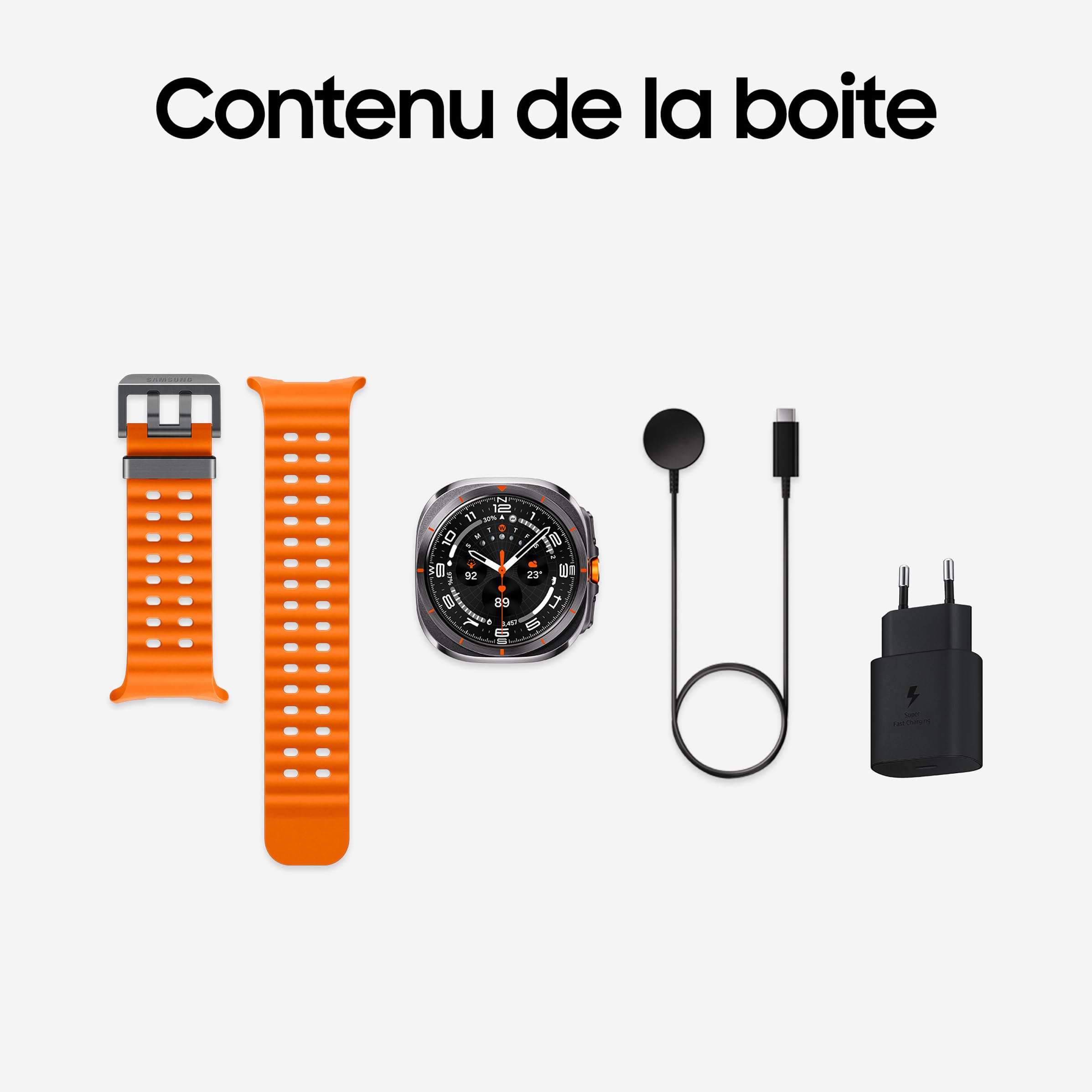 Samsung Galaxy Watch Ultra, Montre Connectée Intelligente, Suivi de Santé, Suivi Sportif, 47mm, 4G, Gris Titane, Galaxy AI, Chargeur Secteur Inclus (Version FR) [Exclusivité Amazon]
