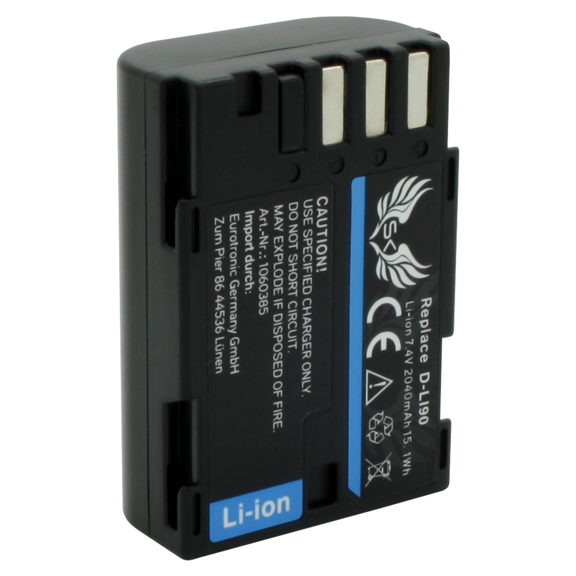 SK Akku Pentax D-Li90 2040mAh + LCD Dual Doppel Ladegerät für Pentax K1 K-1 / K3 K-3 K-3 II / K5 K-5 K-5 II K-5 IIs / K7 K-7 / 645D 645Z