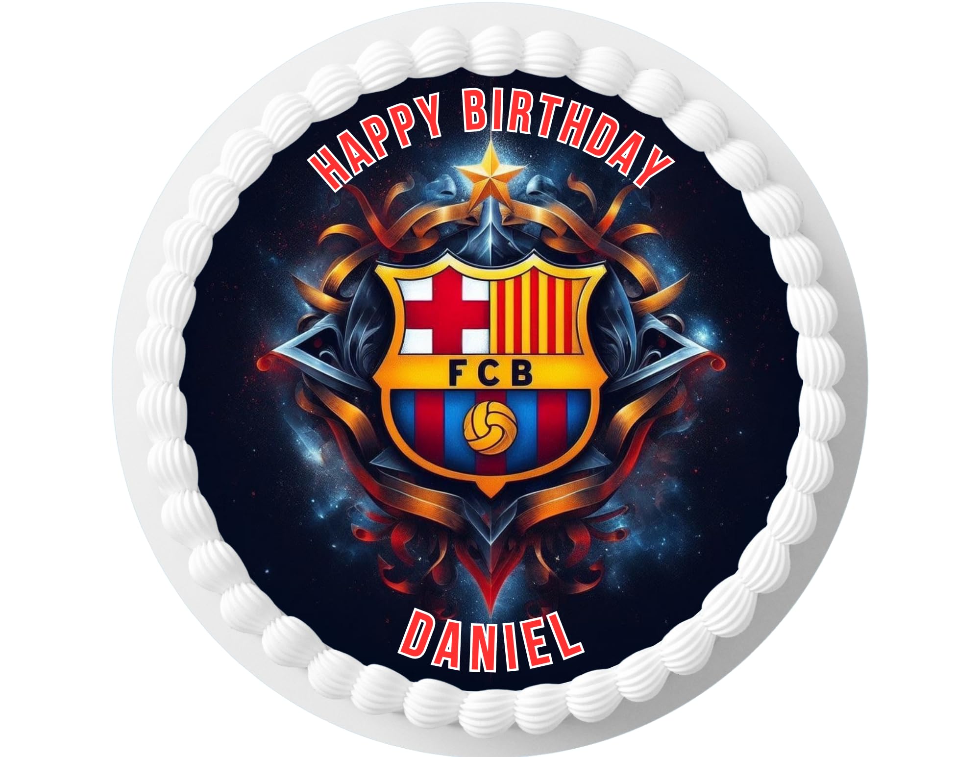 Cake Topper FC 7.5 inch Custom Edible Personalize BIRTHDAY CAKE Soccer Futbol Barcelona