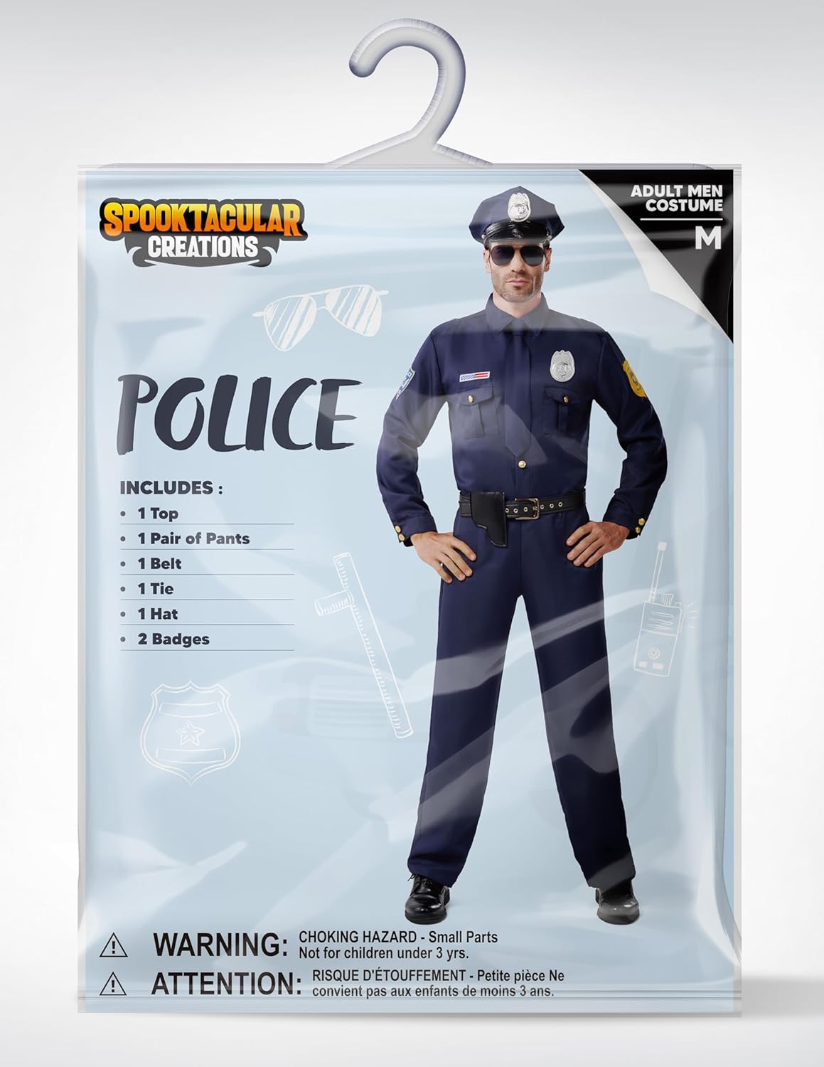 Spooktacular Creations Halloween Cop Costume Men, Blue Police Costume for Cop Adult Halloween Costume Cosplay Party - Image 6