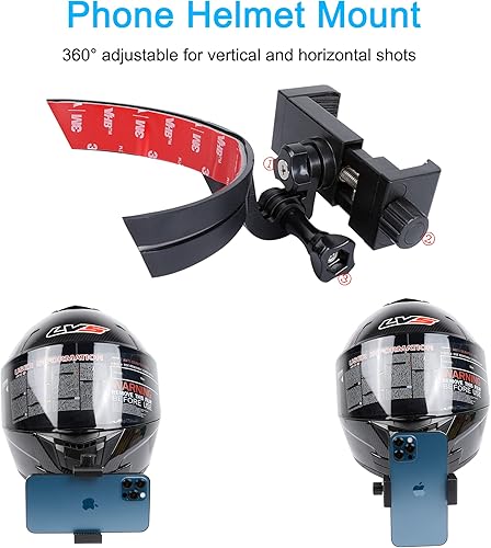 Miniatura 3 de PellKing Soporte universal para casco de motocicleta de acción, soporte adhesivo flexible compatible con GoPro Hero11 10 9 8 7 6 5 negro, Insta360,