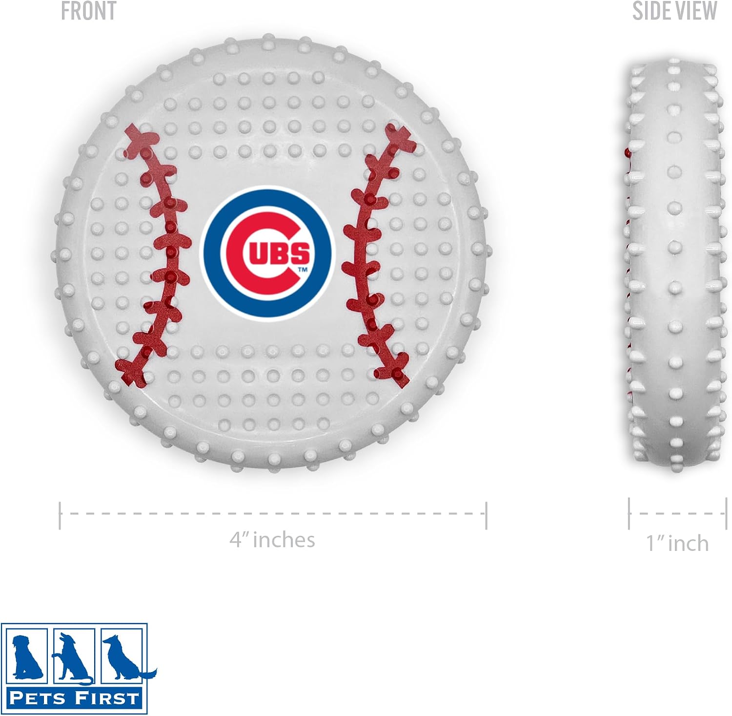Pets First MLB Chicago Cubs Hard-Nylon Bacon-Flavored Baseball Chew Toy, Indestructible Dog and Cat Chewy Toy, Tug, Fetch Toy, Sporty Fun Toy for Dogs