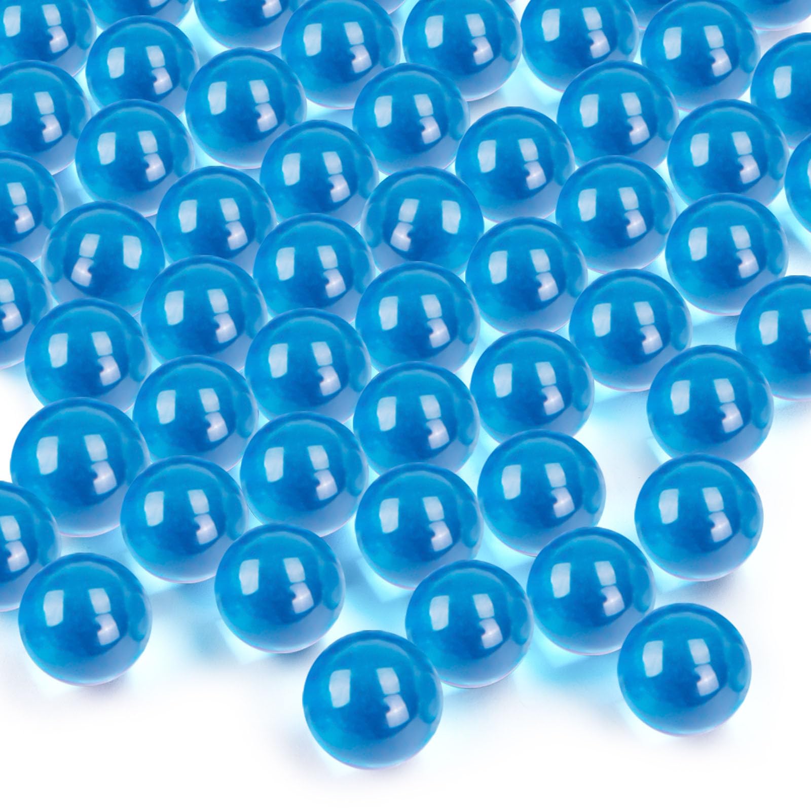 FUTUREPLUSX Light Blue Glass Marbles, 1LB Vase Fillers Clear Marbles Glass Beads for Aquarium Fish Tank Decoration