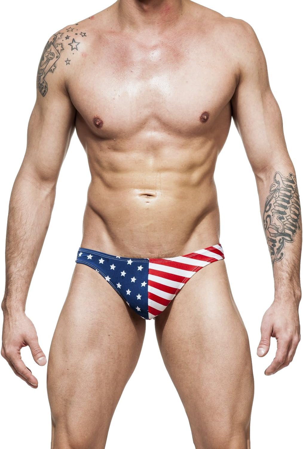 Mens Unique Print Contour Pouch Thong Swimsuit