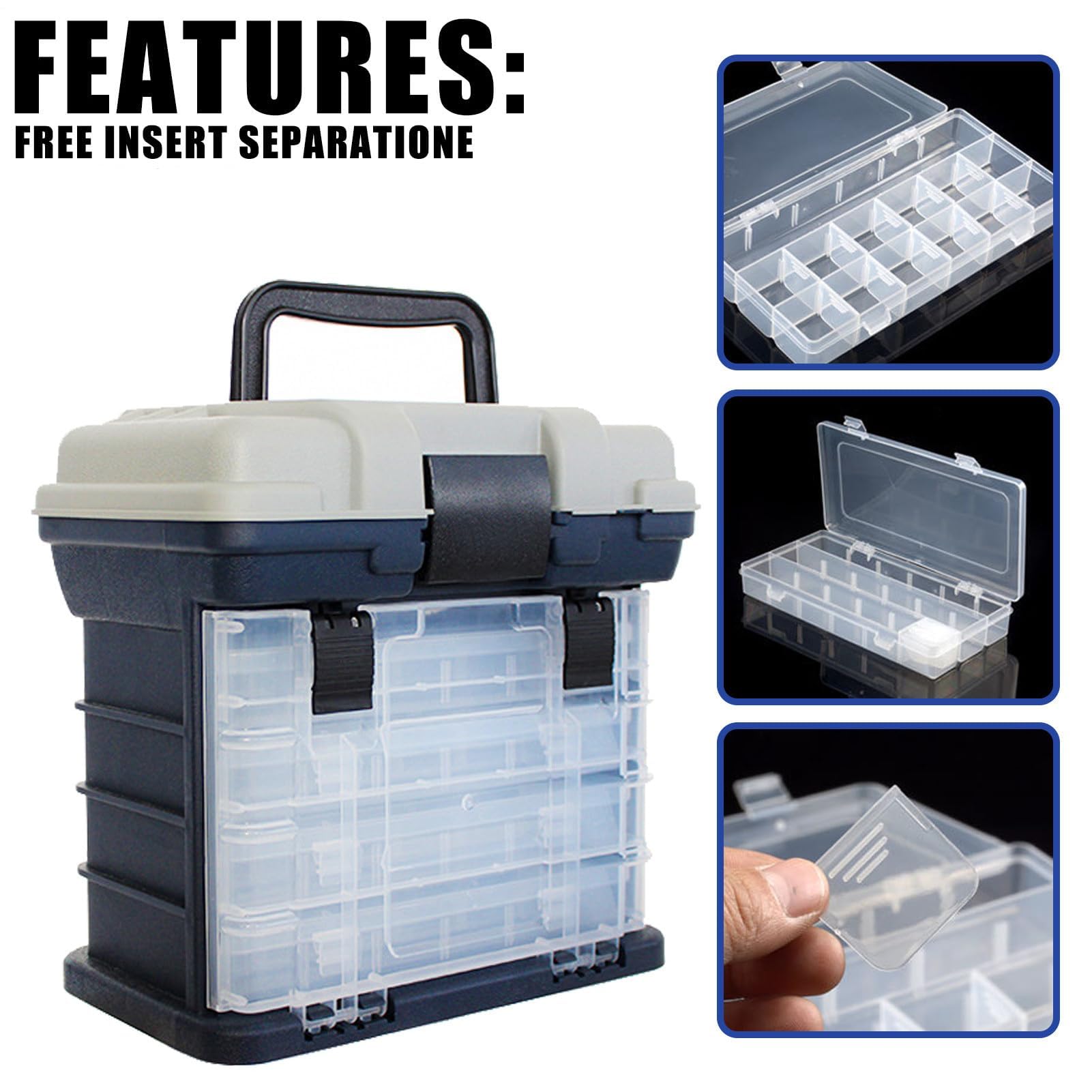 Caja de aparejos de pesca, organizador portátil de 4 capas con diseño de múltiples compartimentos, almacenamiento duradero para señuelos y anzuelos, ideal para organización de utilidad de pesca en el