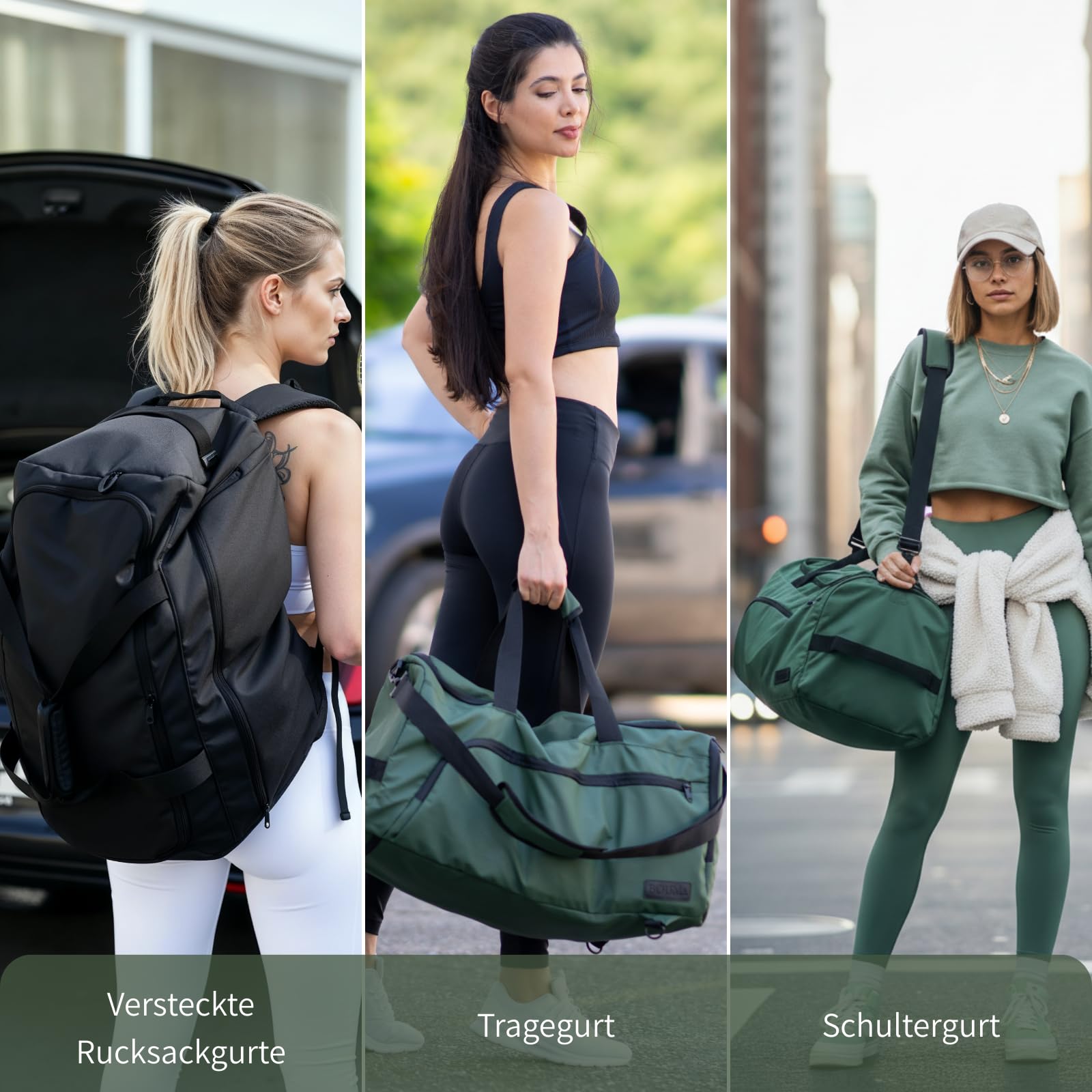 BOUM Borsa organizer, borsa sportiva con scomparto per scarpe, per viaggi, affari, palestre e uomini, funzione zaino, divisori rimovibili, impermeabile, per fitness, calcio, arti marziali, nuoto