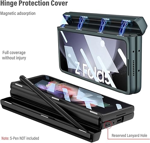 Miniatura 4 de Z Fold 5 - Funda de piel sintética para Samsung Galaxy Z Fold 5, con protector de pantalla, cubierta de protección de bisagra de cuerpo completo,
