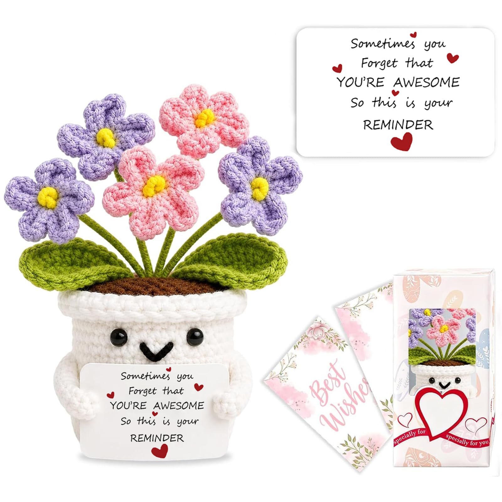 Thank You Birthday Gift for Women Positive Emotional Support Crochet Flower