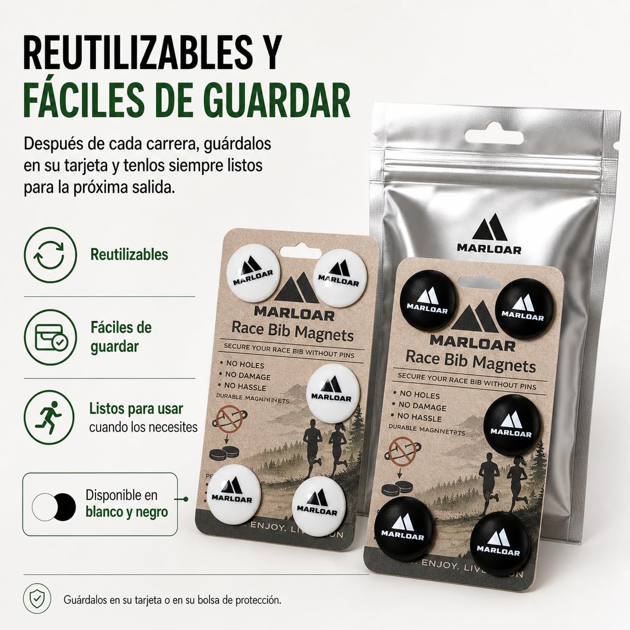 Imanes Dorsal Running Magnéticos para Maratón Trail Triatlón Pack 4-6