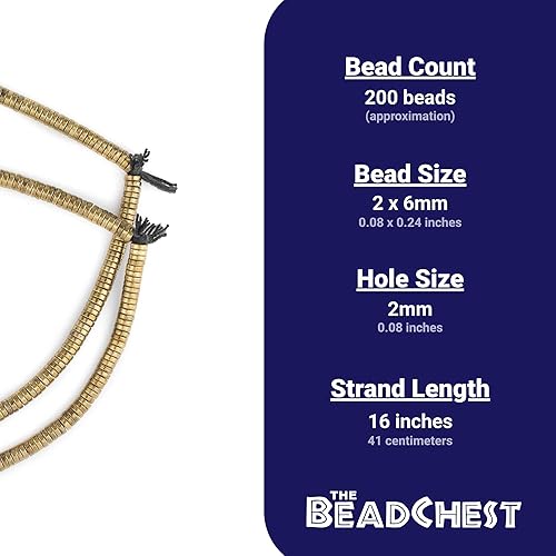 Miniatura 4 de TheBeadChest - Cuentas de disco de serpiente de latón de 0.236 pulgadas, hebra completa de espaciadores de metal de calidad para diseño de joyas de