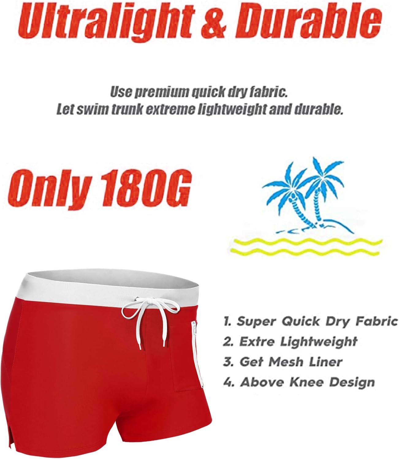 COOFANDY Mens Swim Trunks Swimwear Bathing Suit Swim Brief Square Leg Board Short S-3XL - Image 5