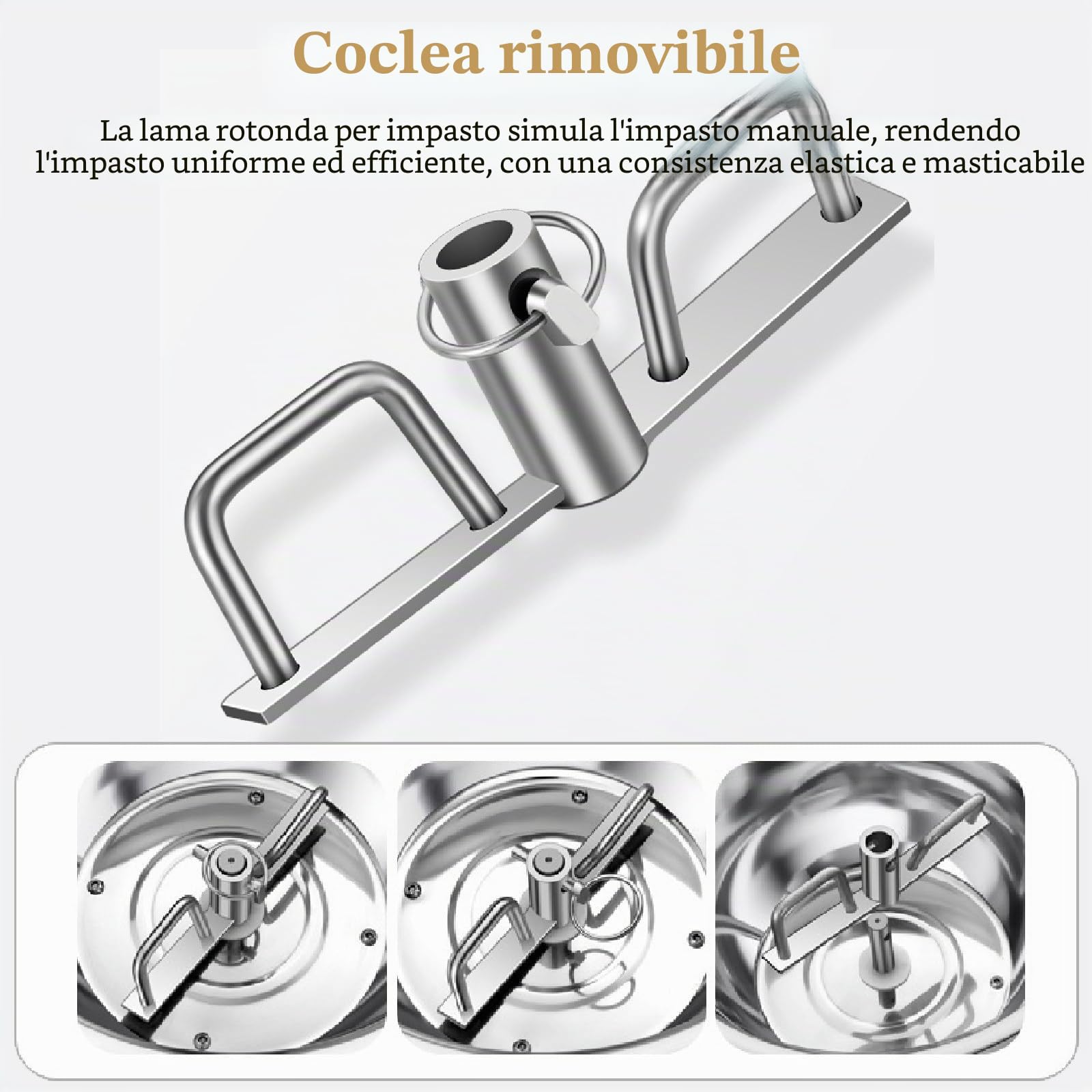Impastatrice a spirale elettrica da 5 kg/8 kg, velocità regolabile, 1800 W, in acciaio inox, per impastare, insalata, panna, 5 kg-220 V.