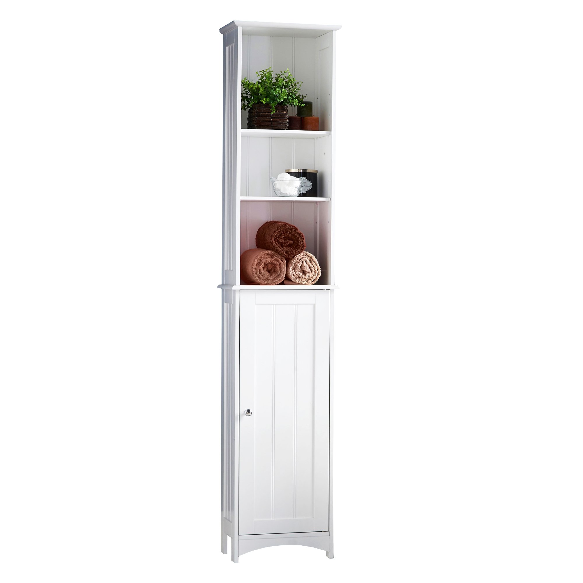 VonHaus Tall Bathroom White Tallboy Bathroom Furniture