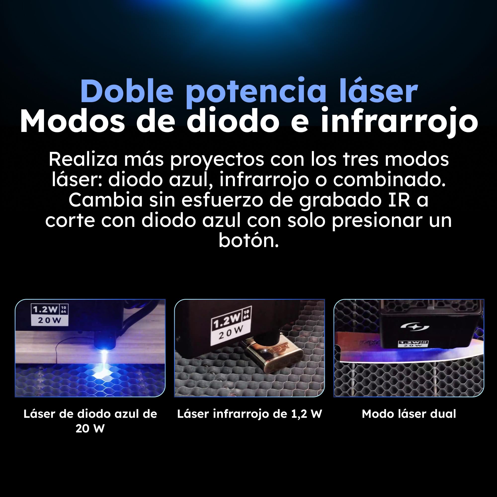 ATOMSTACK Máquina de grabado láser de doble enfoque automático, 20 W de diodos y 1,2 W, kit básico de infrarrojos, 600 mm/s, 50 x 32 cm, área de trabajo cerrada, cortadora láser para metal, madera