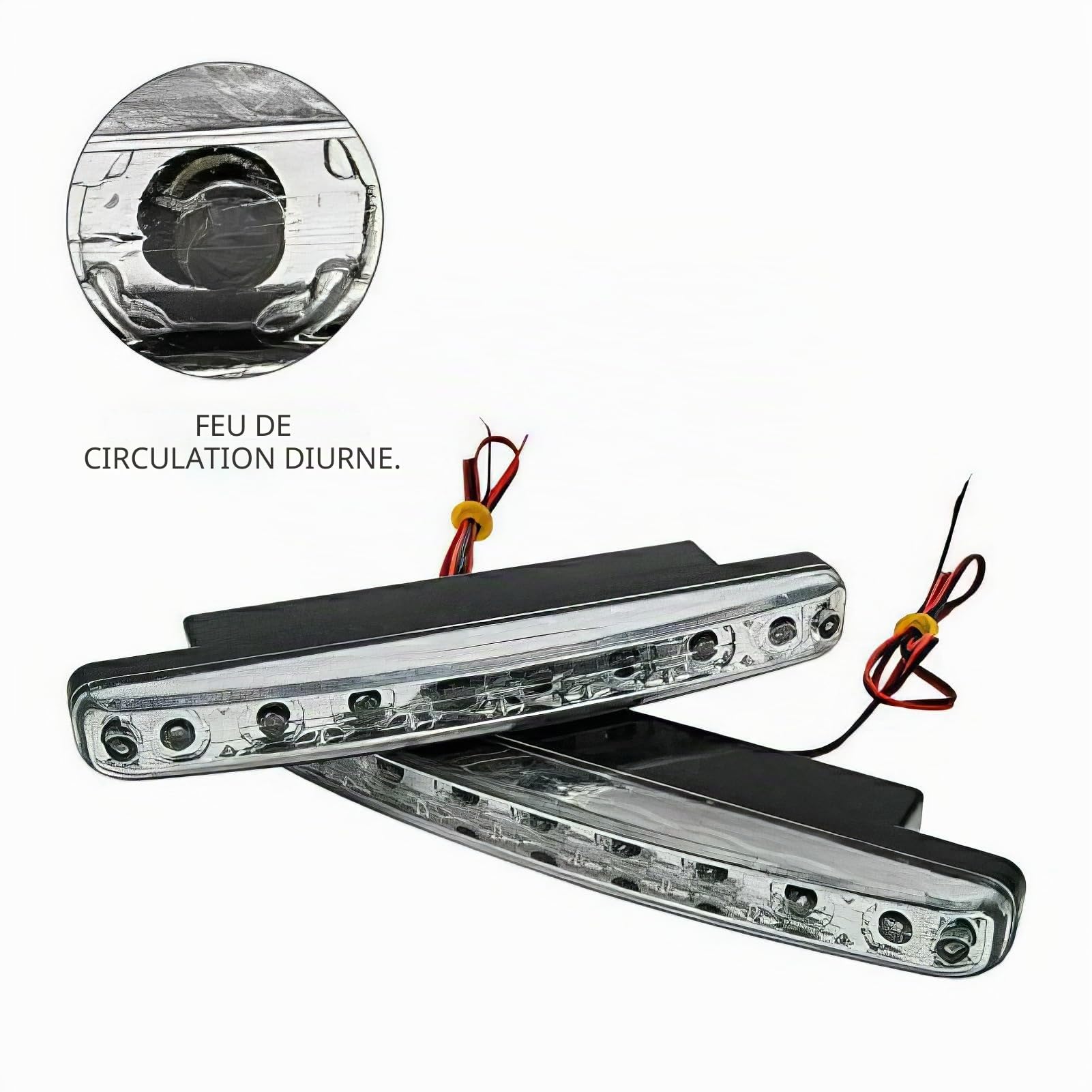 Feux de jour, Riloer 2 pcs Super Bright White 8 LED DRL Car Daytime Running Driving Light Head Lamp