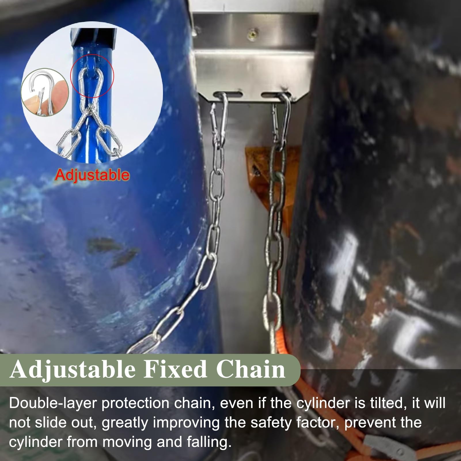 Genérico Soporte de Acero Inoxidable para bombonas de oxígeno, Soporte Universal de 75 cm para Tanques de CO2, Organizador Ligero para bombonas de Gas con Cadenas de fijación: solución de almacenamie