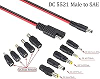 Vista 2 de Paquete de 2 cables adaptadores SAE a CC, enchufe SAE a CC de 0.217 in x 0.083 in, conectores macho con adaptador de polaridad inversa SAE