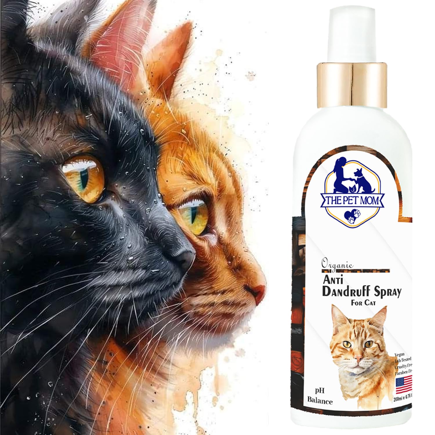 The Pet Mom Anti-Dandruff Spray for Cat, Kitten | Cat Anti Dandruff Spray | Soothing Relief for Itchy Skin & Say Goodbye to Dandruff | Anti-Dandruff & Itch Spray for All Cat Breed β 200ml 1