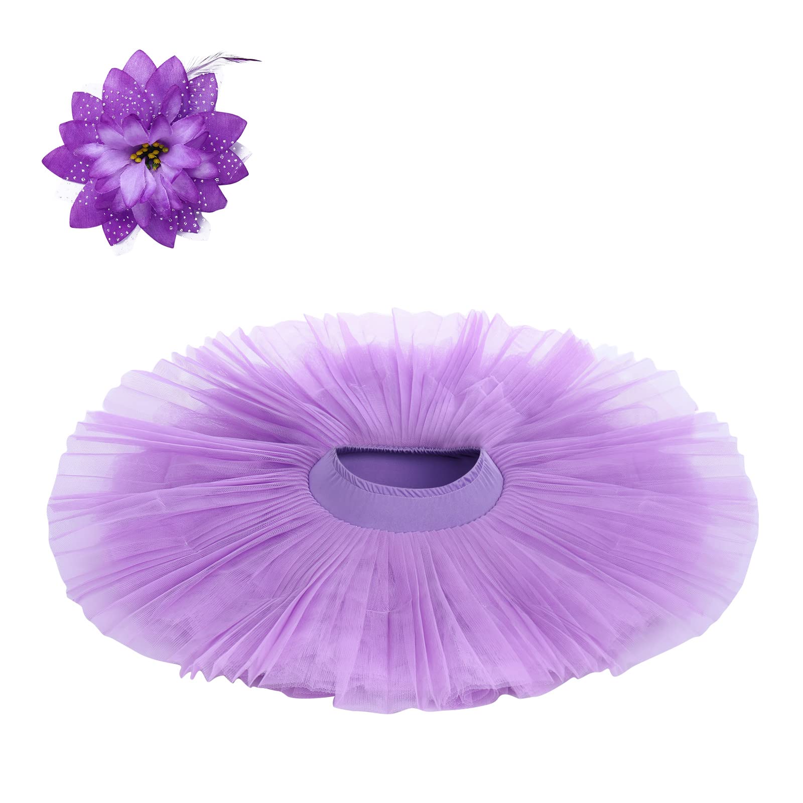 Tüllrock Damen Ballettkleid Tüll Tütü Rock Ballett Tanzkleid+Blume Haarclips Ballettkleidung Outfit