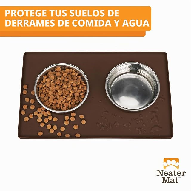 Foto 2 de 8 de Neater Pet Brands Neater Mat - Tapete de Silicona Impermeable para Cuencos para Mascotas, Protege los Suelos…