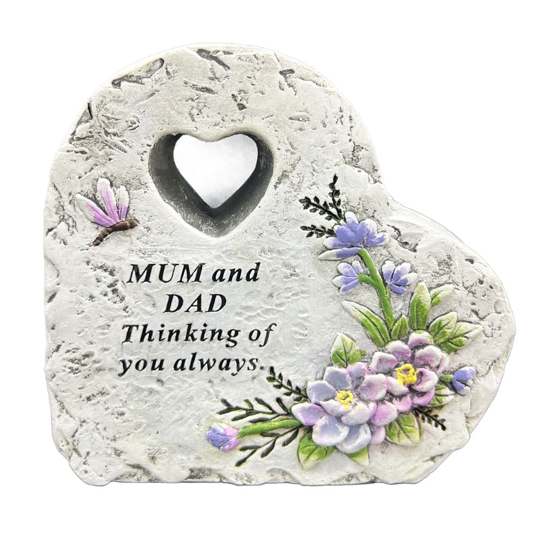 Angraves Special Mum and Dad Graveside Memorial Heart Flower Dragonfly Grave Plaque Ornament Decoration