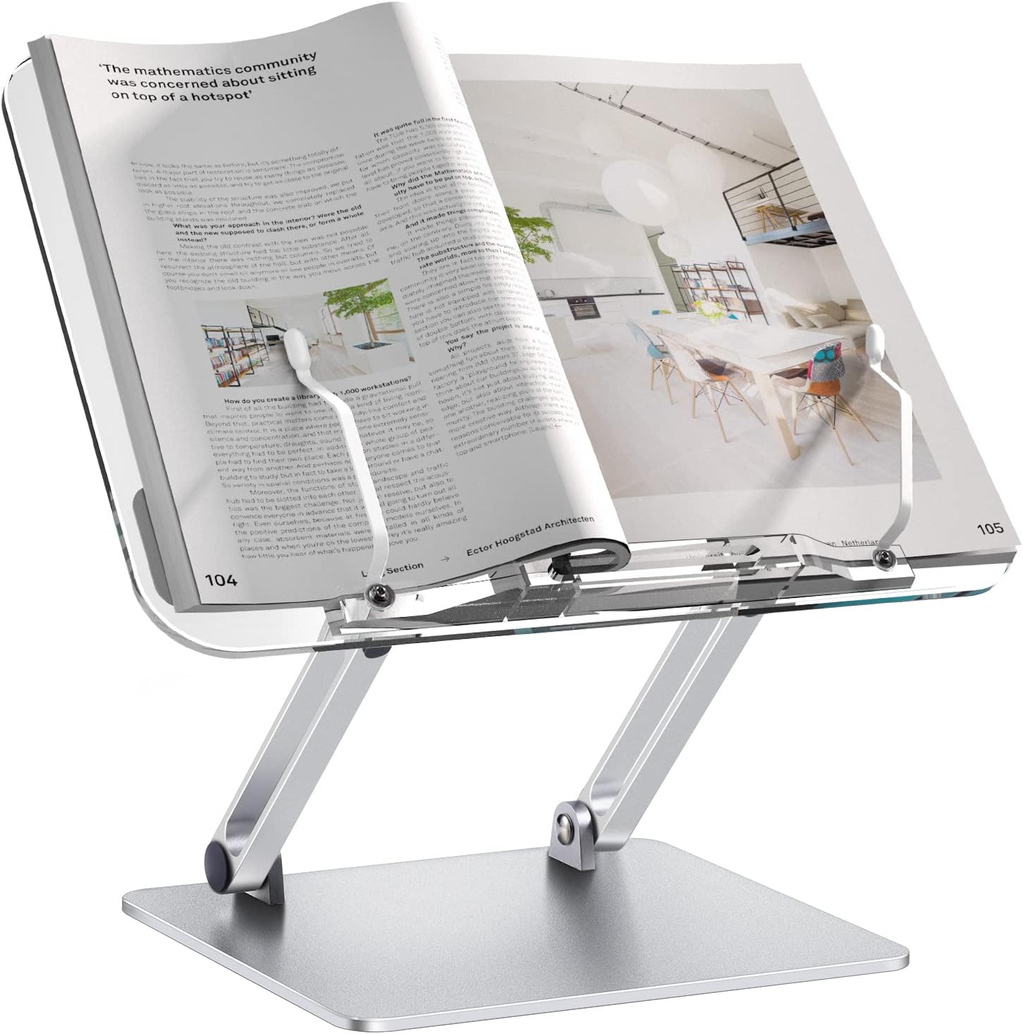 Book Stand for Reading, Aluminum and Acrylic Cookbook