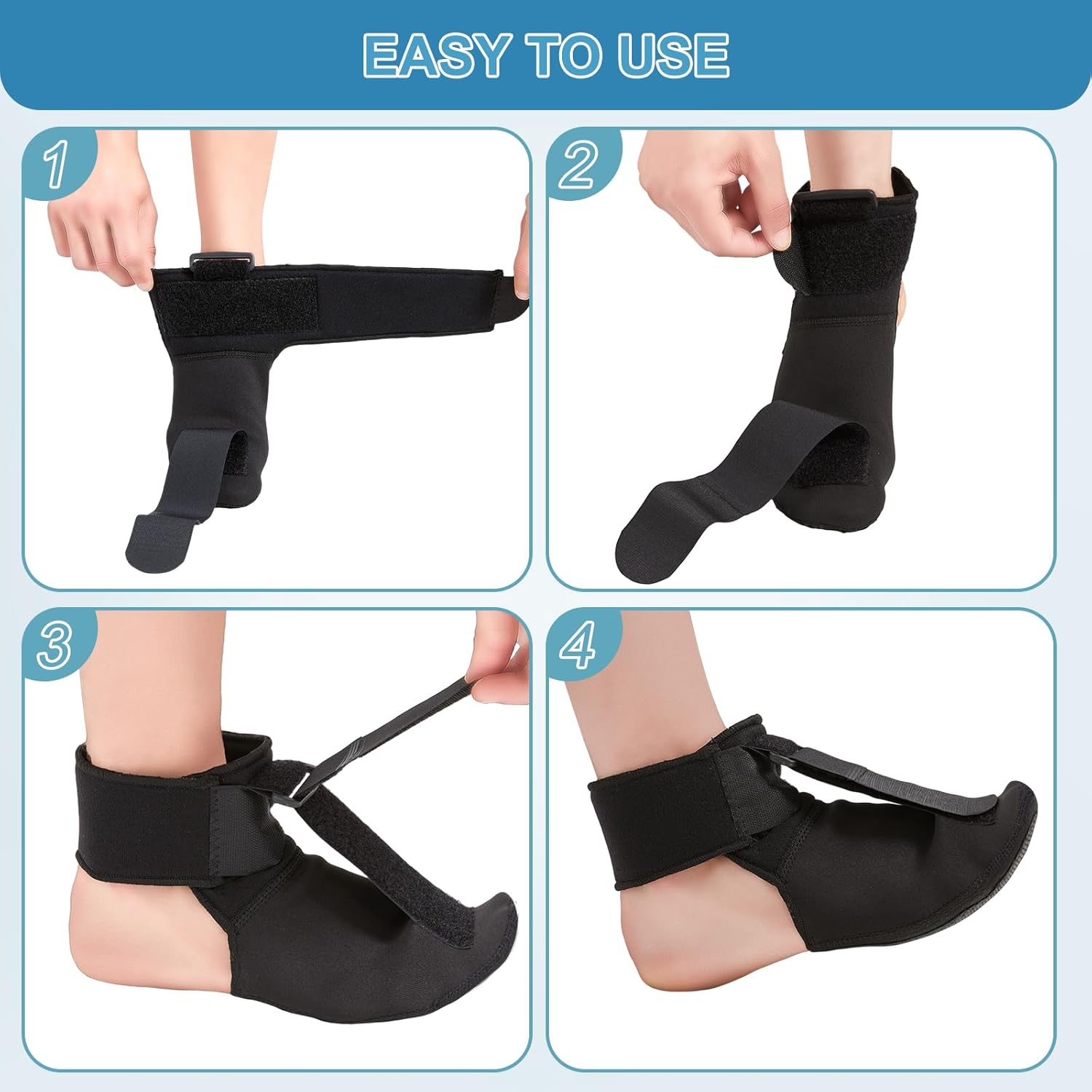 Plantar Fasciitis Night Splint for Women & Men - Soft & Comfortable Sleep - Adjustable Foot Splint for Achilles Tendonitis Brace, Drop Foot & Heel Pain Support with Massage Ball, Medium - Image 6