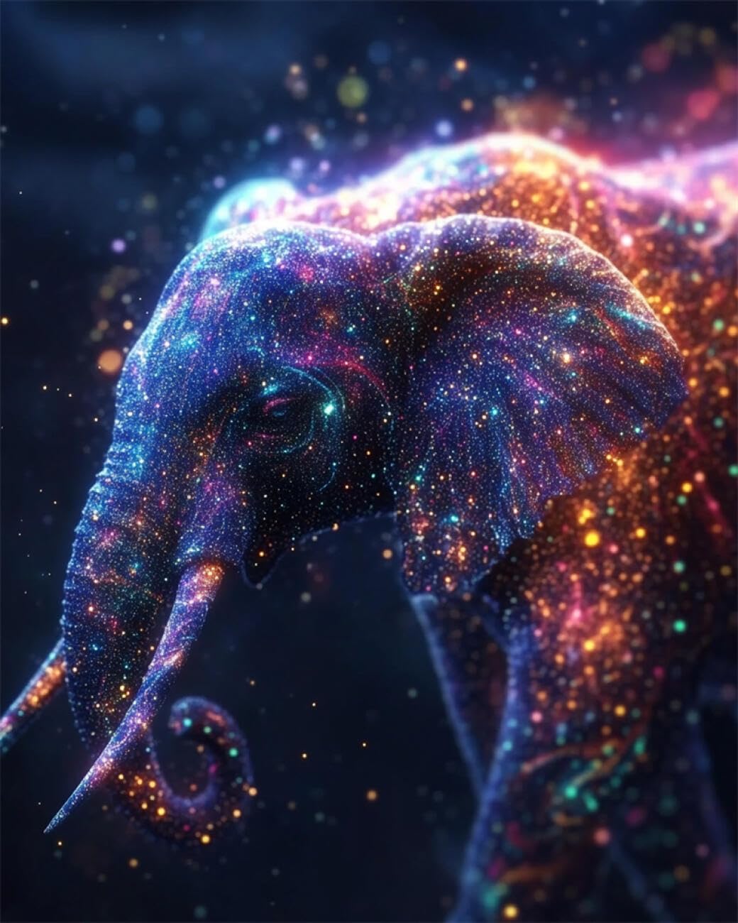 RKFLGEW DIY Bead Embroidery Kits Colorful Elephant 50x70cm