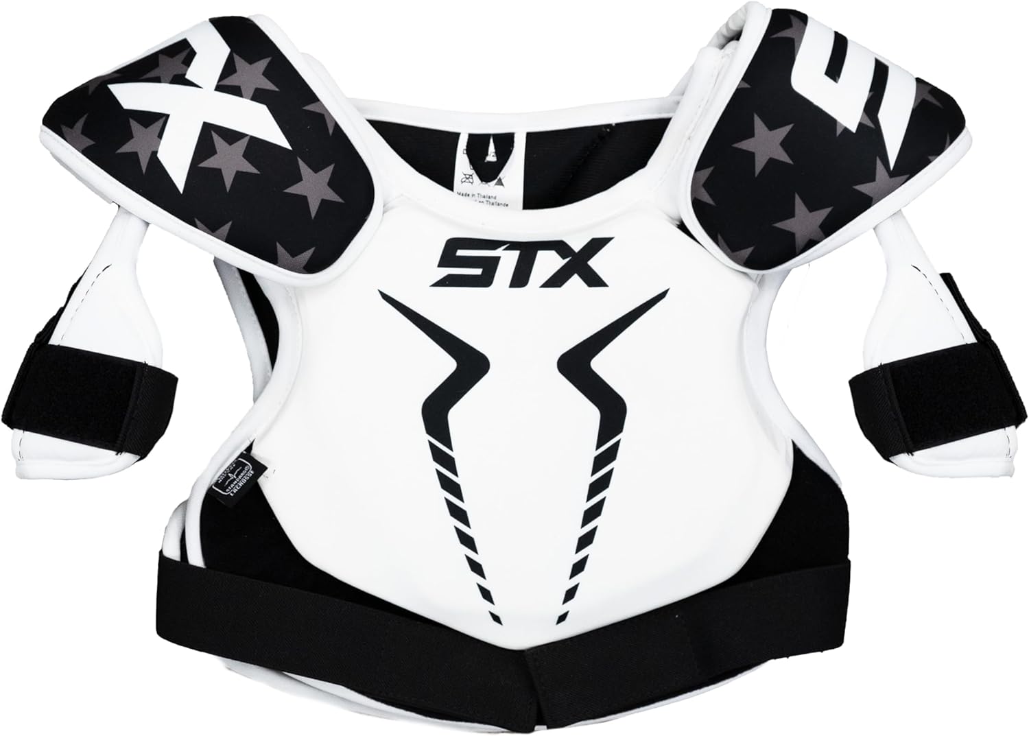 STX Lacrosse Stallion 200+ Boys Shoulder Pads - NOCSAE Certified, Hard Plastic Caps, Adjustable Fit