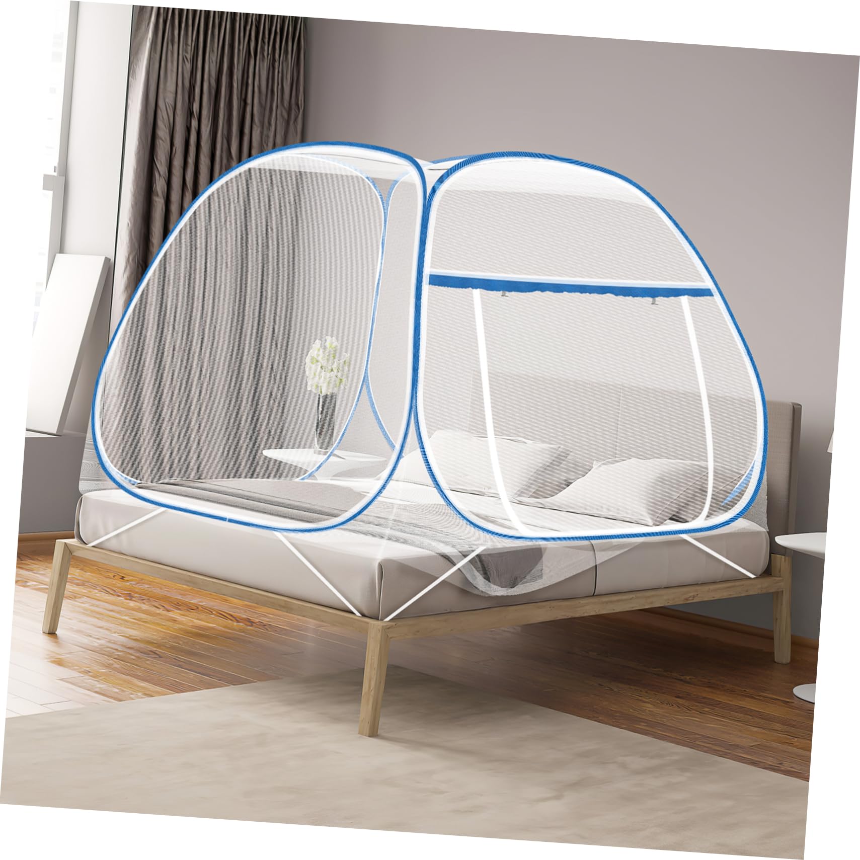 Tente Moustiquaire Pliable pour Lit Filet avec Ouverture Supérieure Large Facile à Installer Transporter