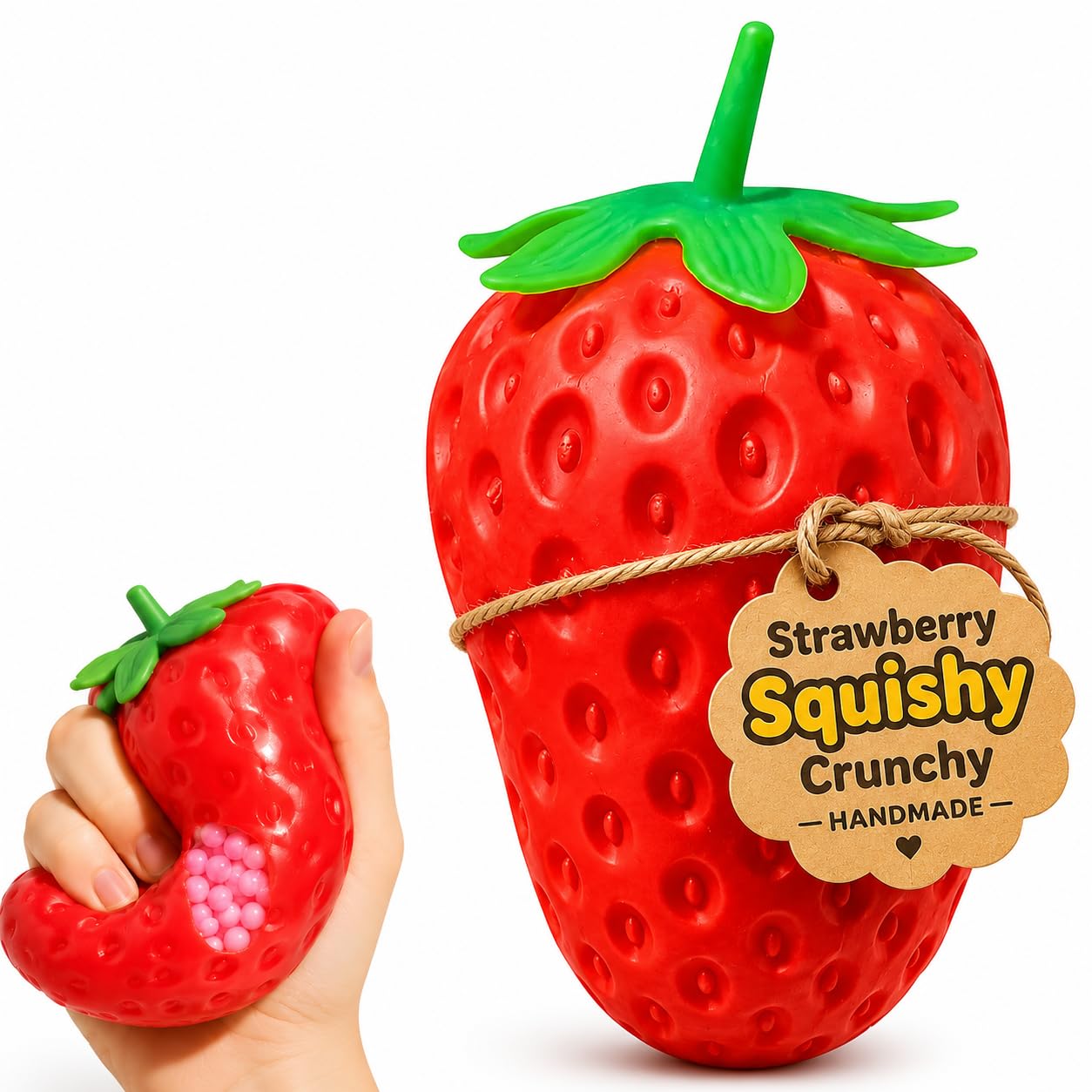 Crunchy Butter Squishy Asmr Stress Ball, Realistic Handmade Bar Butter Shape Bead Filled Crunchy Squishies Stress Ball, Cute Squeeze Sensory Fidget for Adults Office Anxiety Relief (Butter-pink)